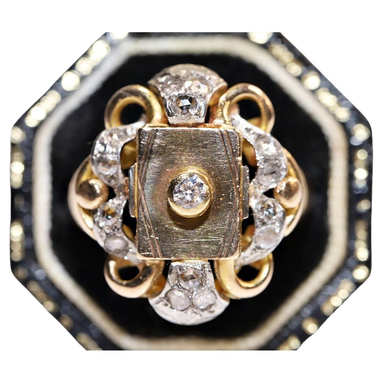 Antique Handmade Circa 1900s 18k Gold Natural Diamond Decorated Ring ...
