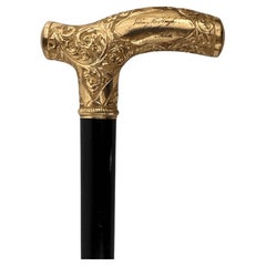 Antique Handmade Gold Plated Walking Stick Designer signed