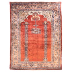 Antique Persian Silk Heriz Area Rug