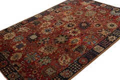 Antique Handmade Hooked Rug in Red with Floral patterns, from Rug & Kilim