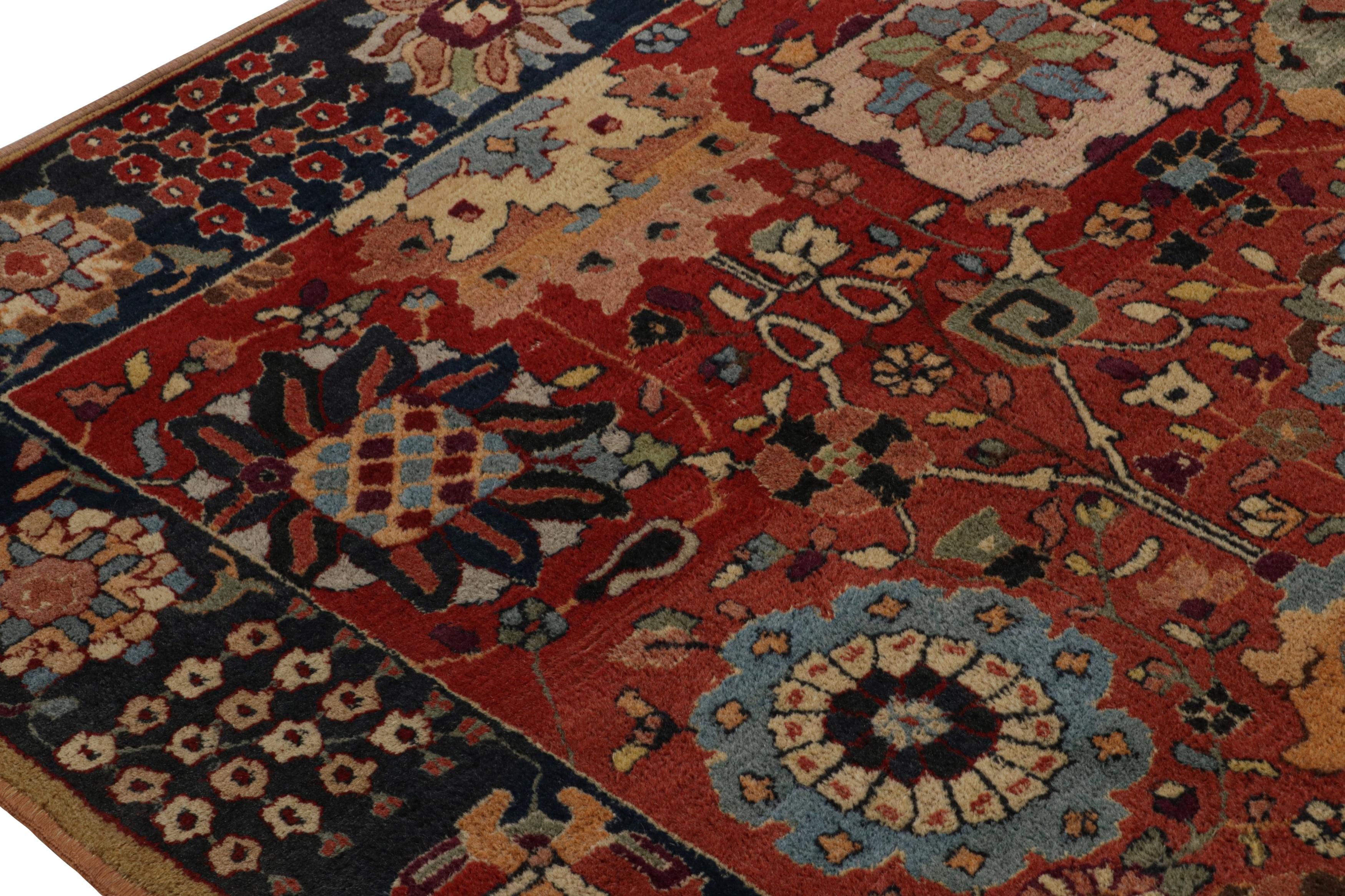 Antique Handmade Hooked Rug in Red with Floral patterns, from Rug & Kilim In Good Condition For Sale In Long Island City, NY