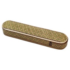 Ancienne boîte à stylos en bois de Khatam faite à la main