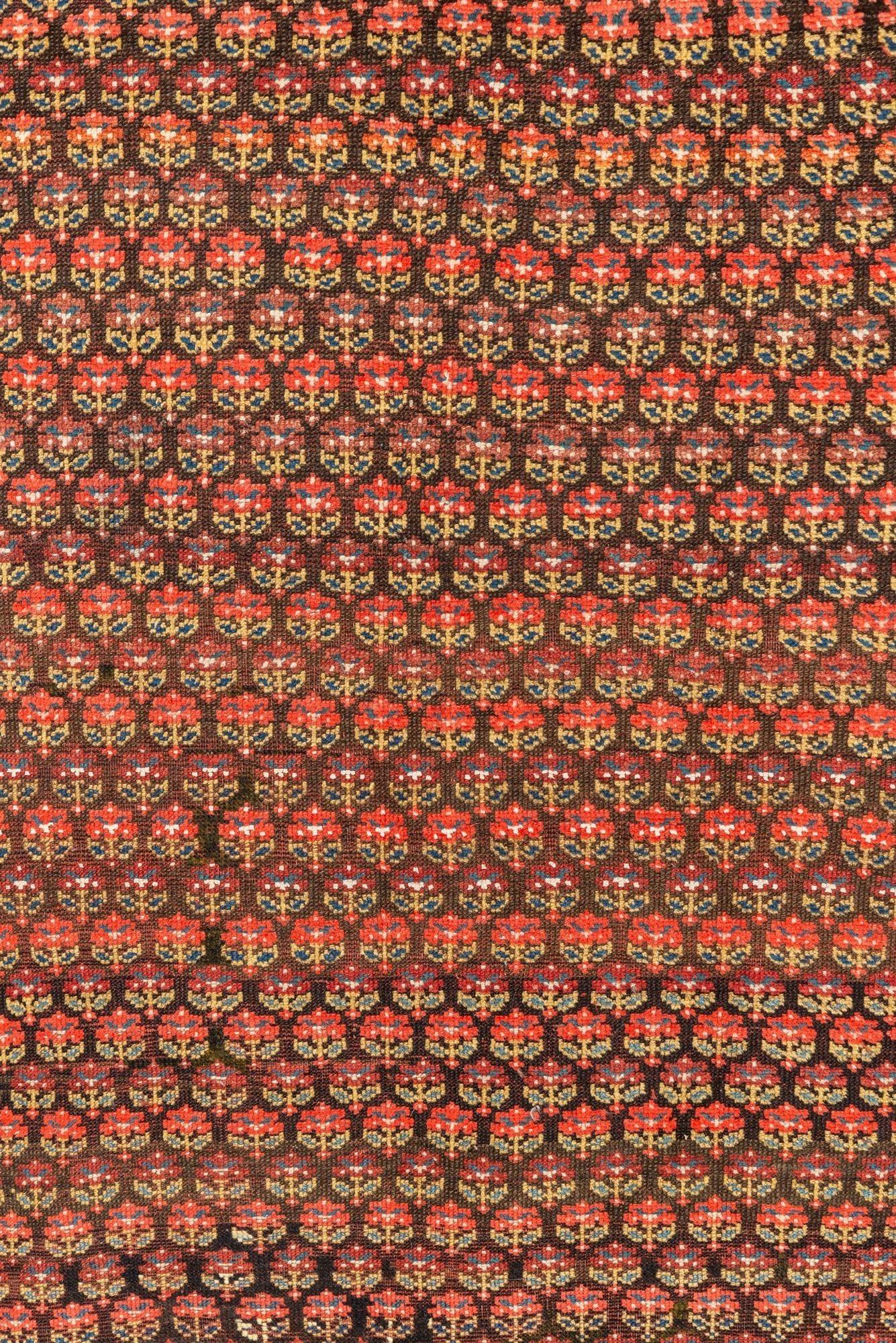 Tappeto antico fatto a mano curdo rosso e rosa Runner 6x11 in vendita 2
