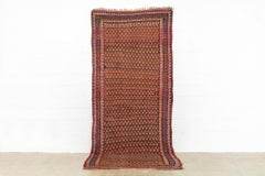 Antique Handmade Kurdish Red and Pink Floor Rug Runner 6x11