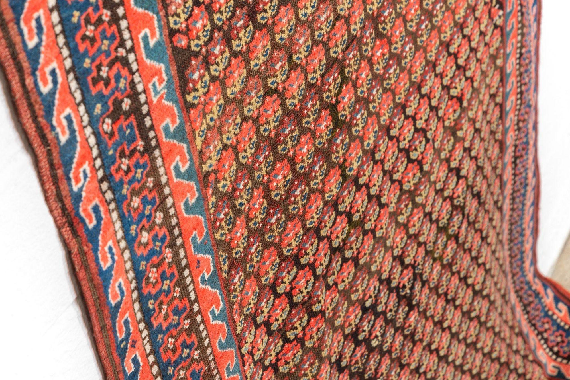 Asiatico Tappeto antico fatto a mano curdo rosso e rosa Runner 6x11 in vendita