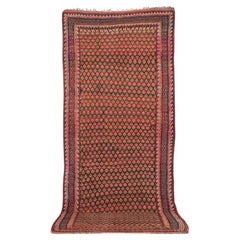 Tapis de sol kurde rouge et rose antique fait à la main 6x11