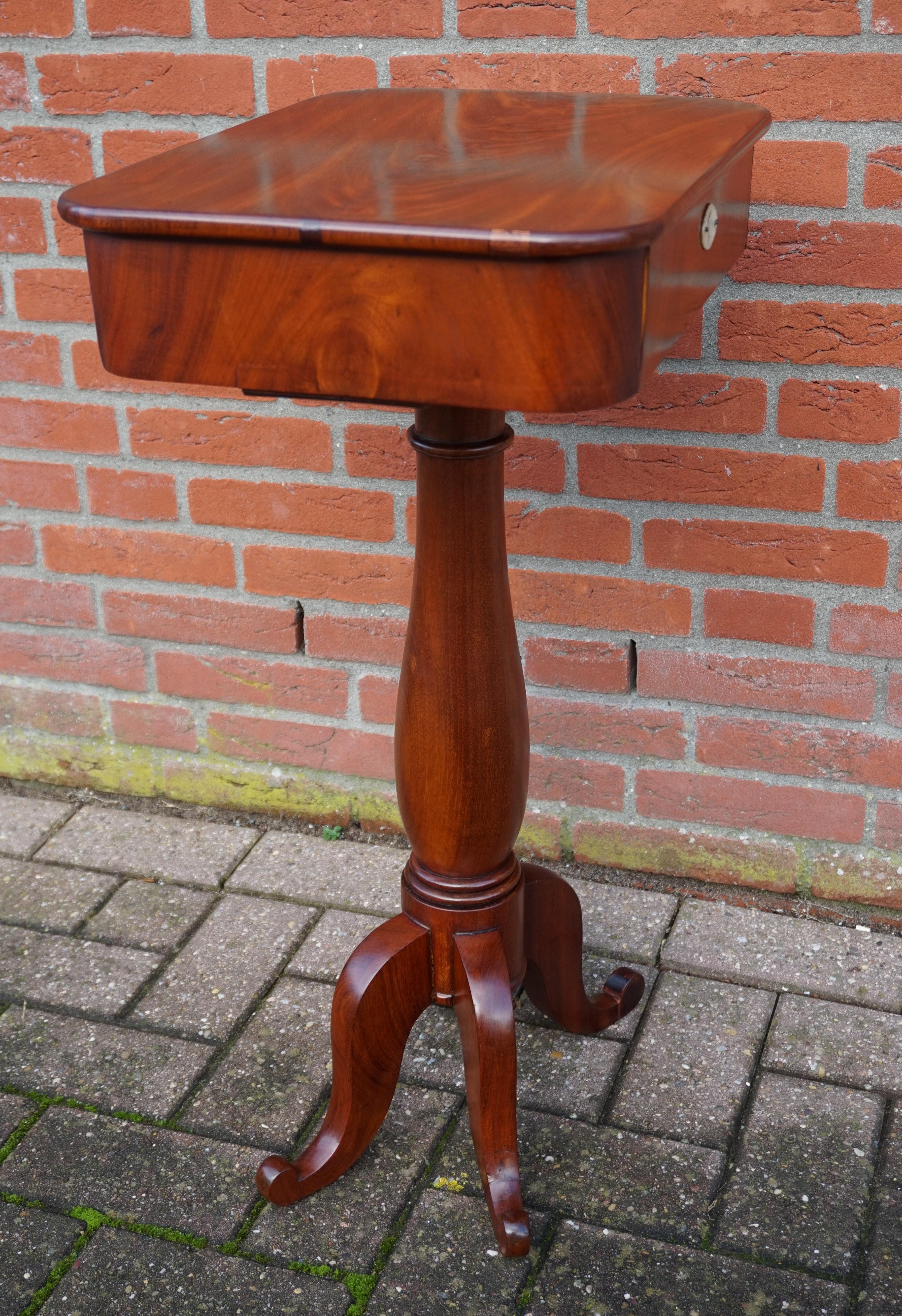 Handmade Antique Nutwood Workman's Table / Sewing Cabinet / Side table w. Drawer For Sale 10