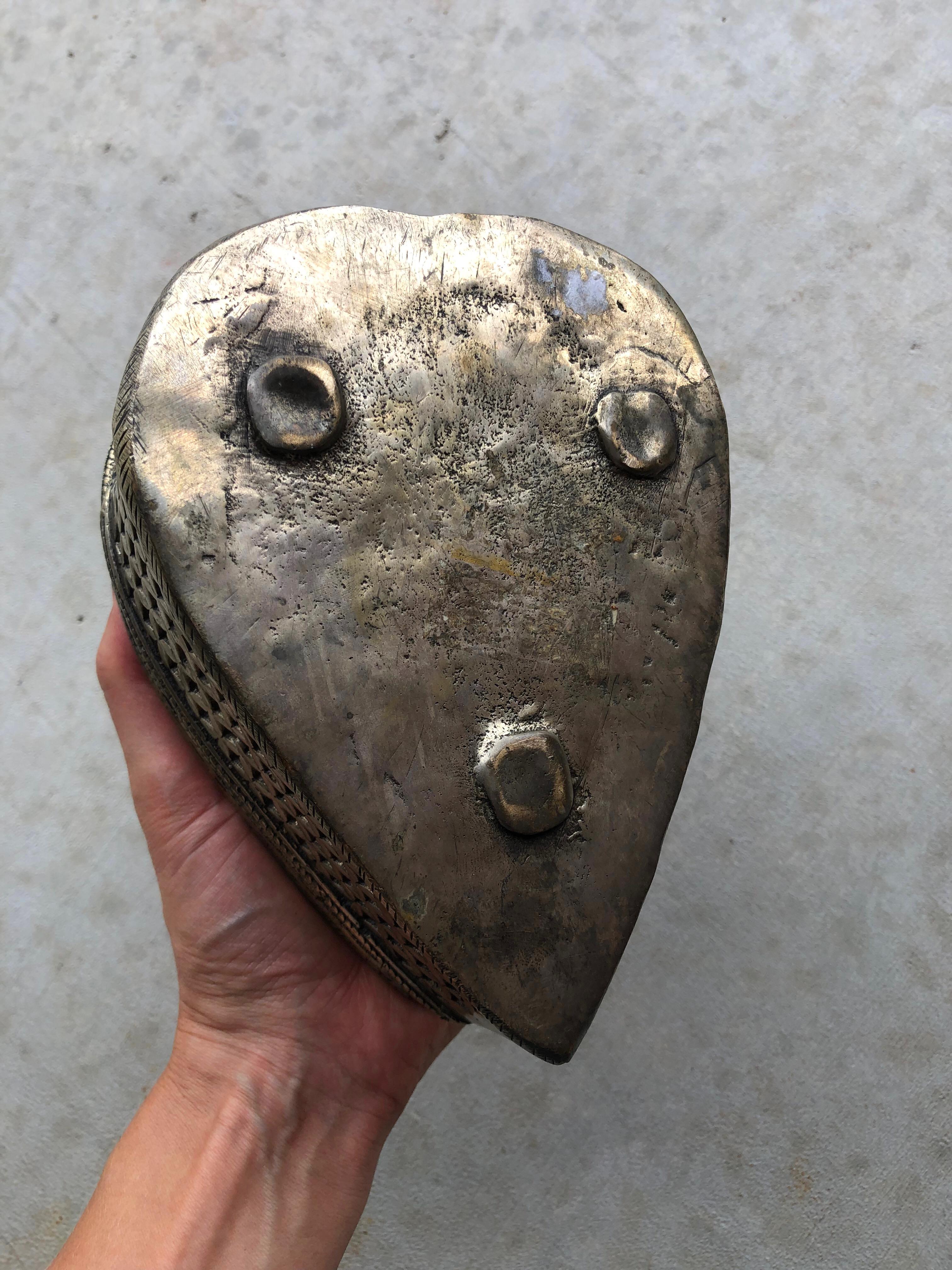 Forged Antique Handmade Metal Heart Shaped Box For Sale