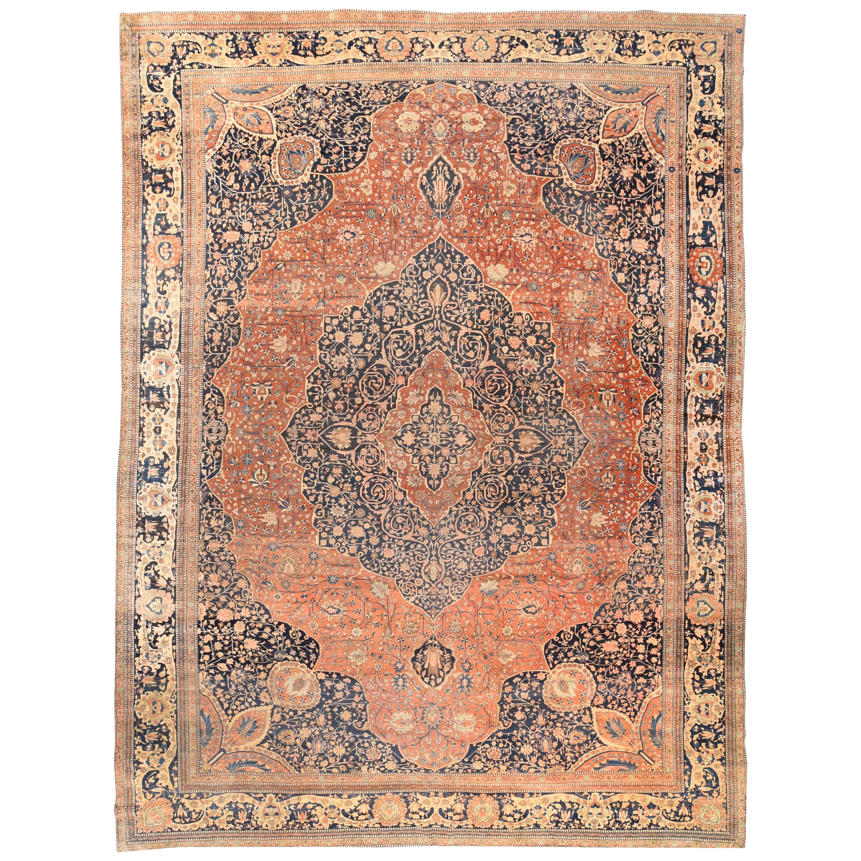 Antique Mohtasham Kashan Rug 11'6'' x 16'0''