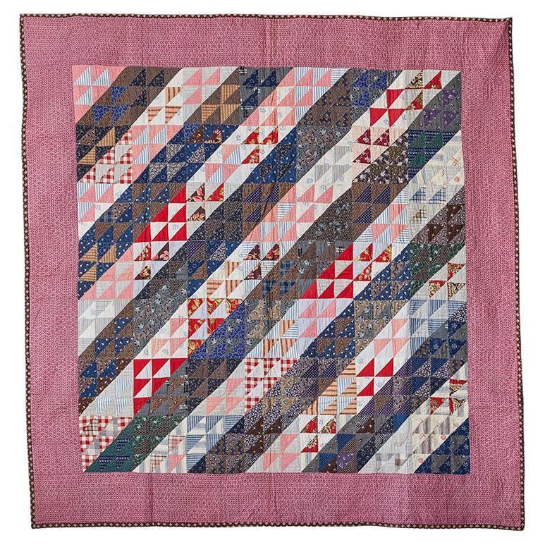 Antique Handmade Patchwork "Birds In The Air" Quilt, USA, 1890s