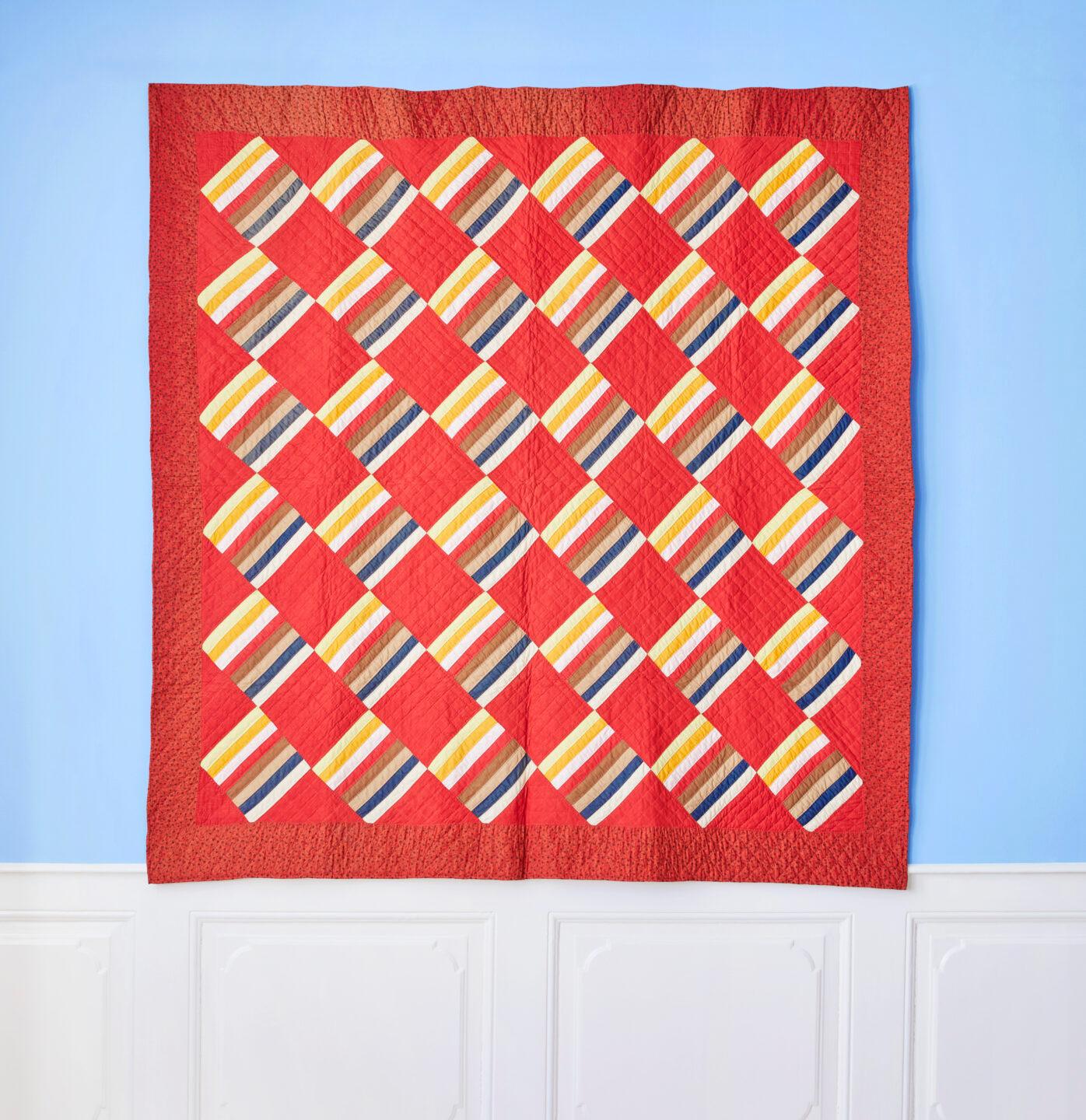 USA, 1880s

“Joseph’s Coat Variation” antique quilt - in red with a geometrical pattern. 

Measures: H 186 x W 177 cm.