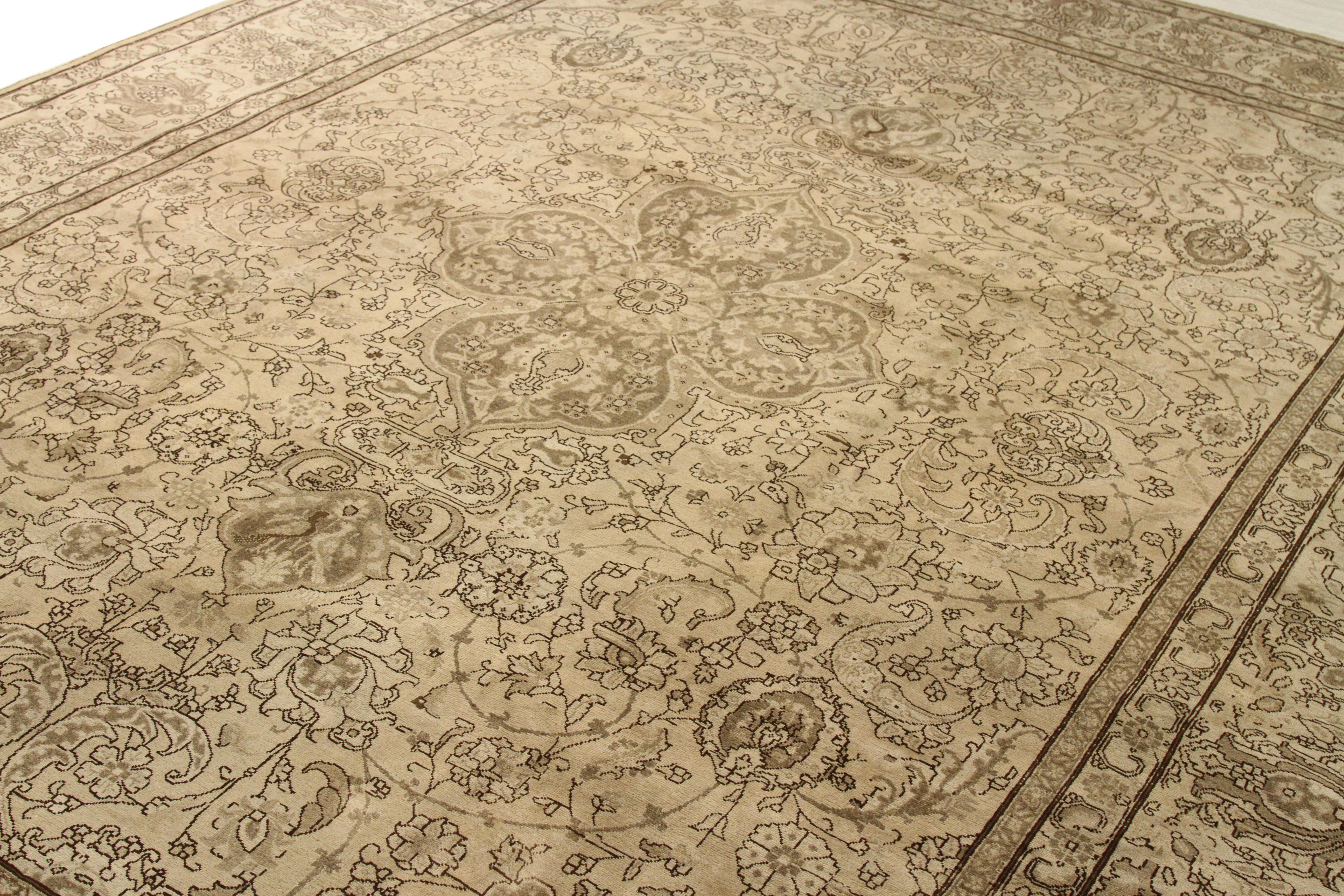 Hand-Woven Antique Handmade Persian Rug Tabriz Design For Sale