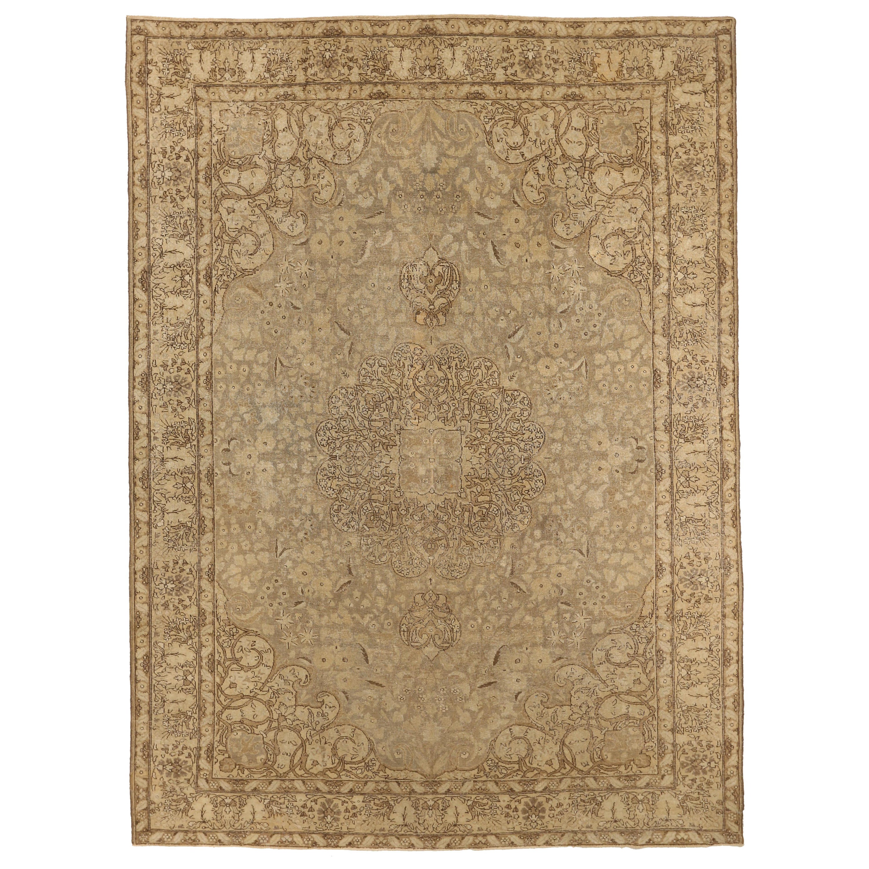 Antique Handmade Persian Rug Tabriz Design