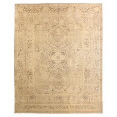 Retro Handmade Persian Rug Tabriz Design 