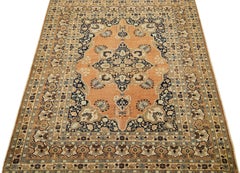 Antico tappeto di lana persiano Tabriz Scatter fatto a mano con motivo a trifoglio