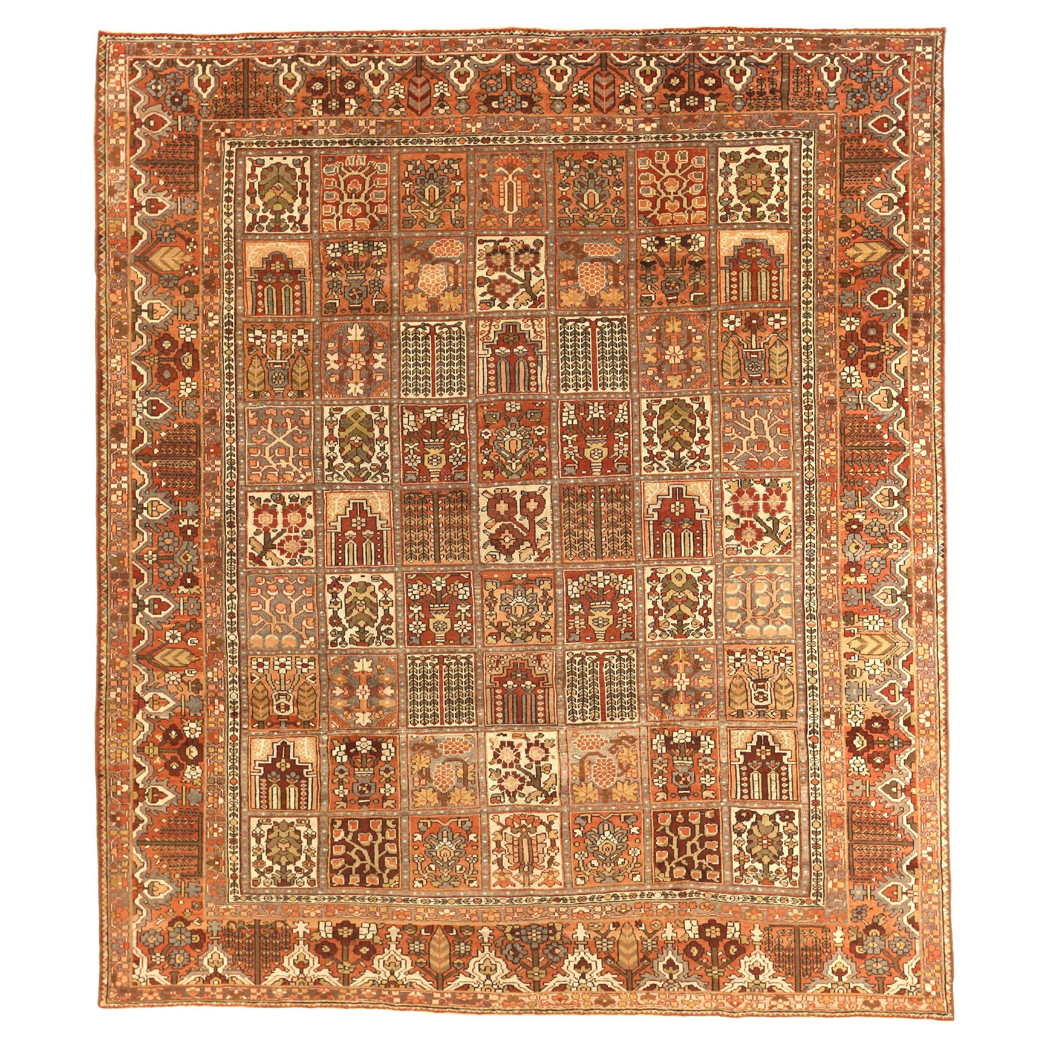 Antique Handmade Persian Tribal Rug Bakhtiari Design For Sale