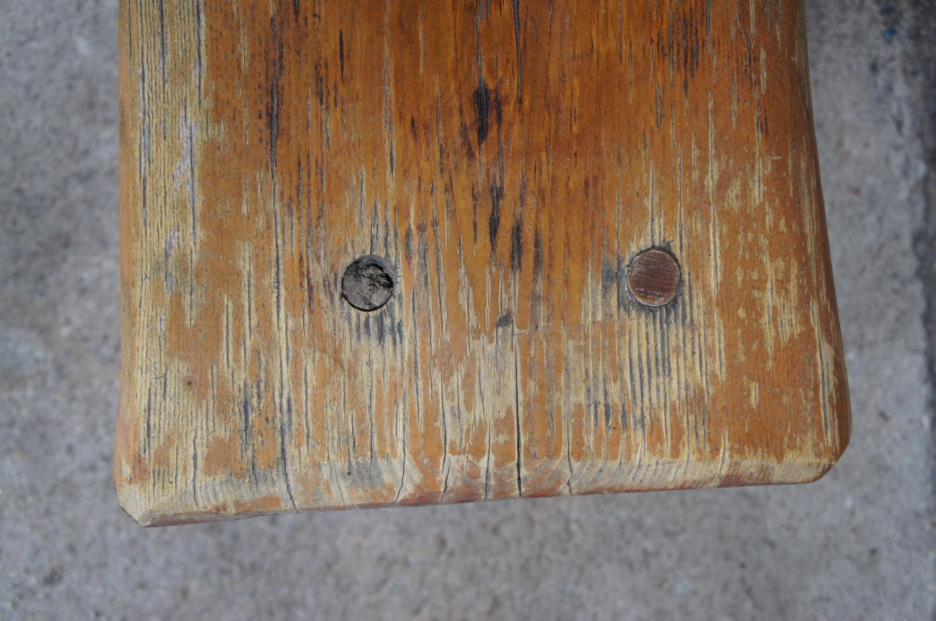 Antique Handmade Primitive Rustic Cabin Live Edge Pine Slab Bench Coffee Table 7