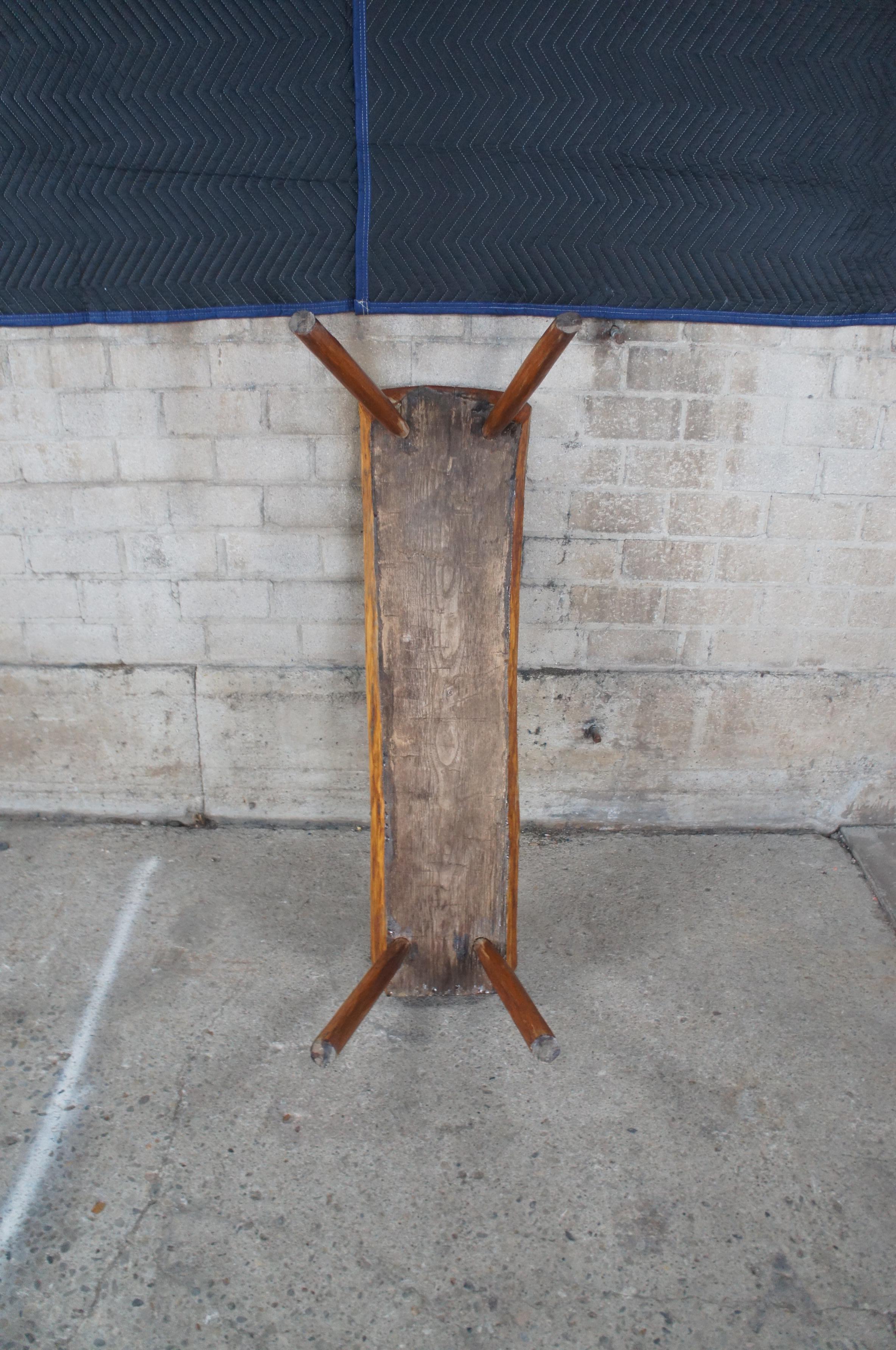 Antique Handmade Primitive Rustic Cabin Live Edge Pine Slab Bench Coffee Table 8