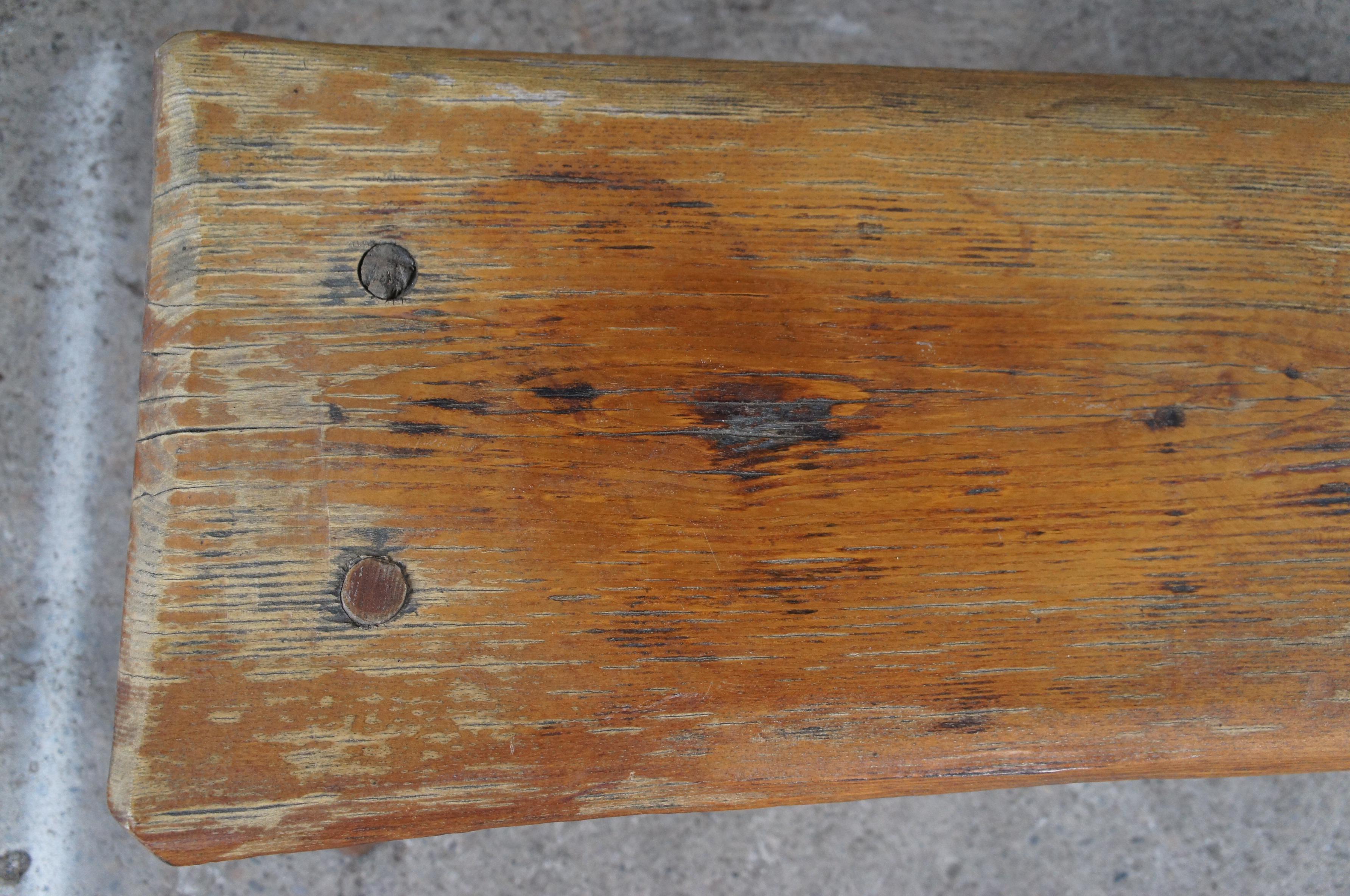 Antique Handmade Primitive Rustic Cabin Live Edge Pine Slab Bench Coffee Table 2