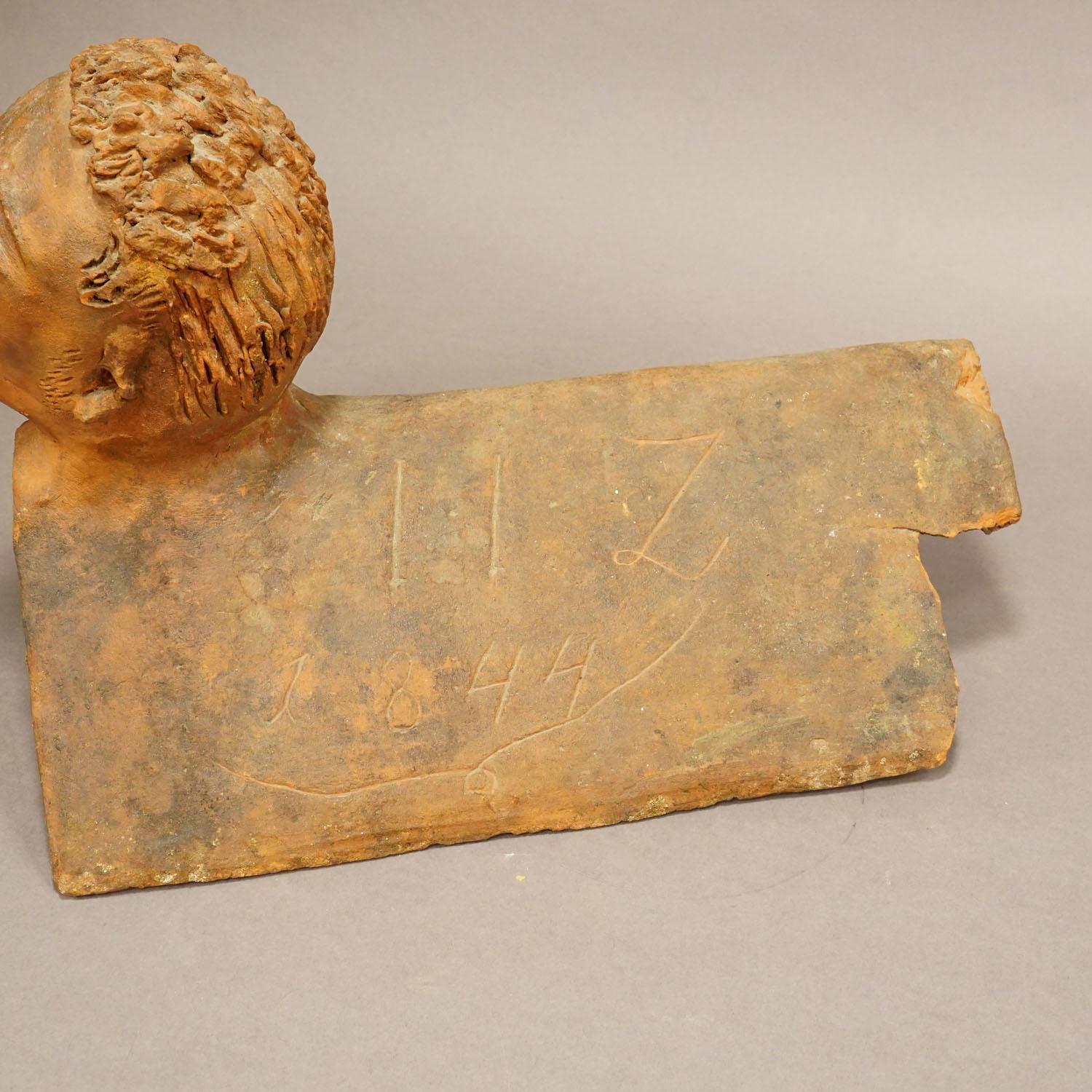 19th Century Antique Handmade Roof Rider Brick, Germany 1844 For Sale