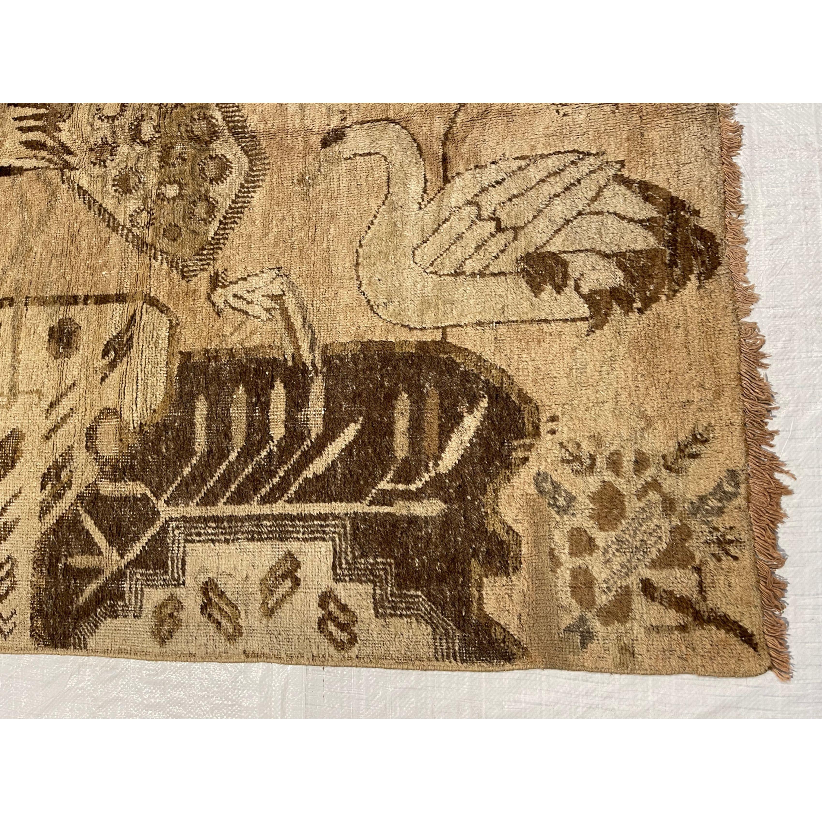 Antiker handgefertigter Samarkand-Teppich - 8'2'' X 4'10'' (Stammeskunst) im Angebot