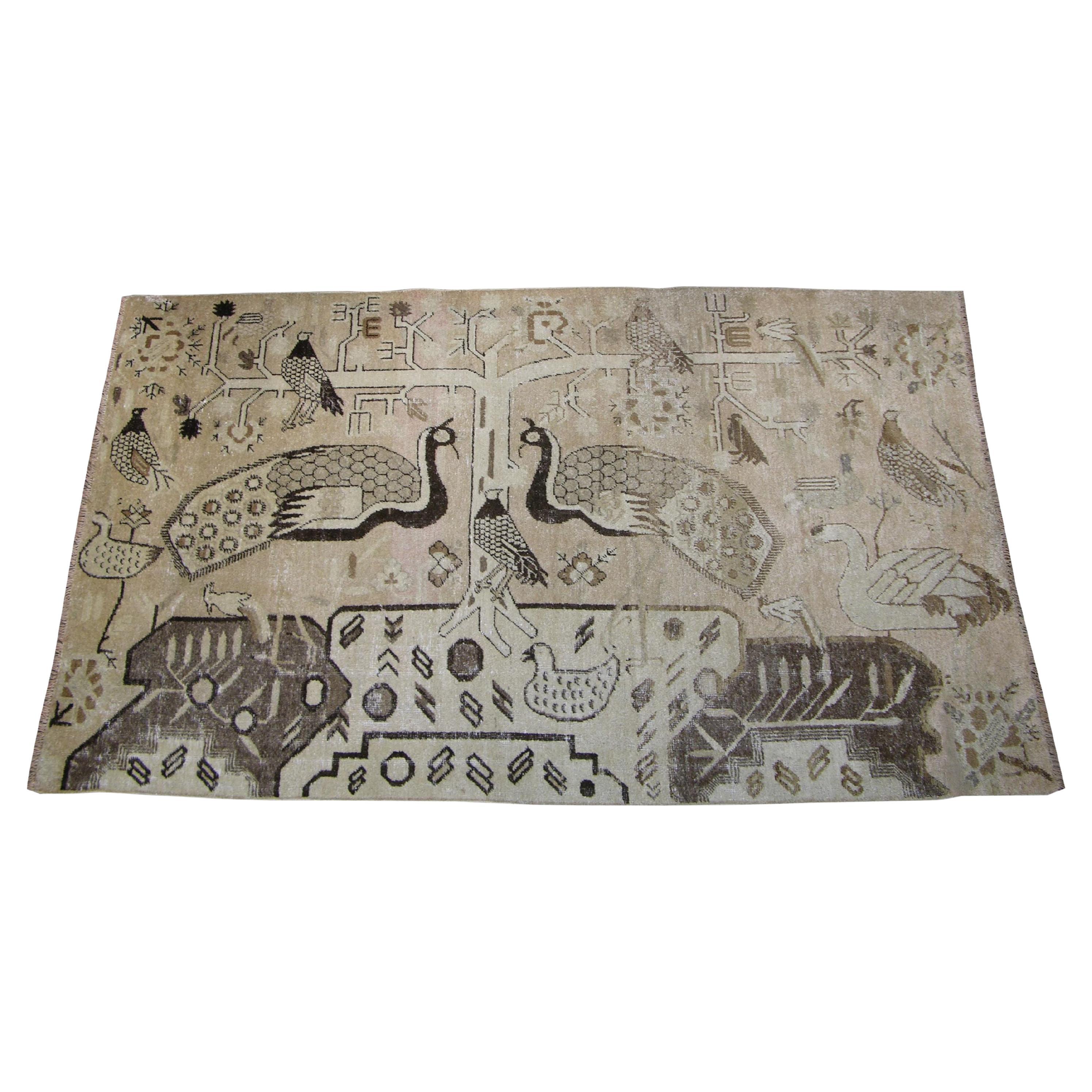 Antiker handgefertigter Samarkand-Teppich - 8'2'' X 4'10'' im Angebot