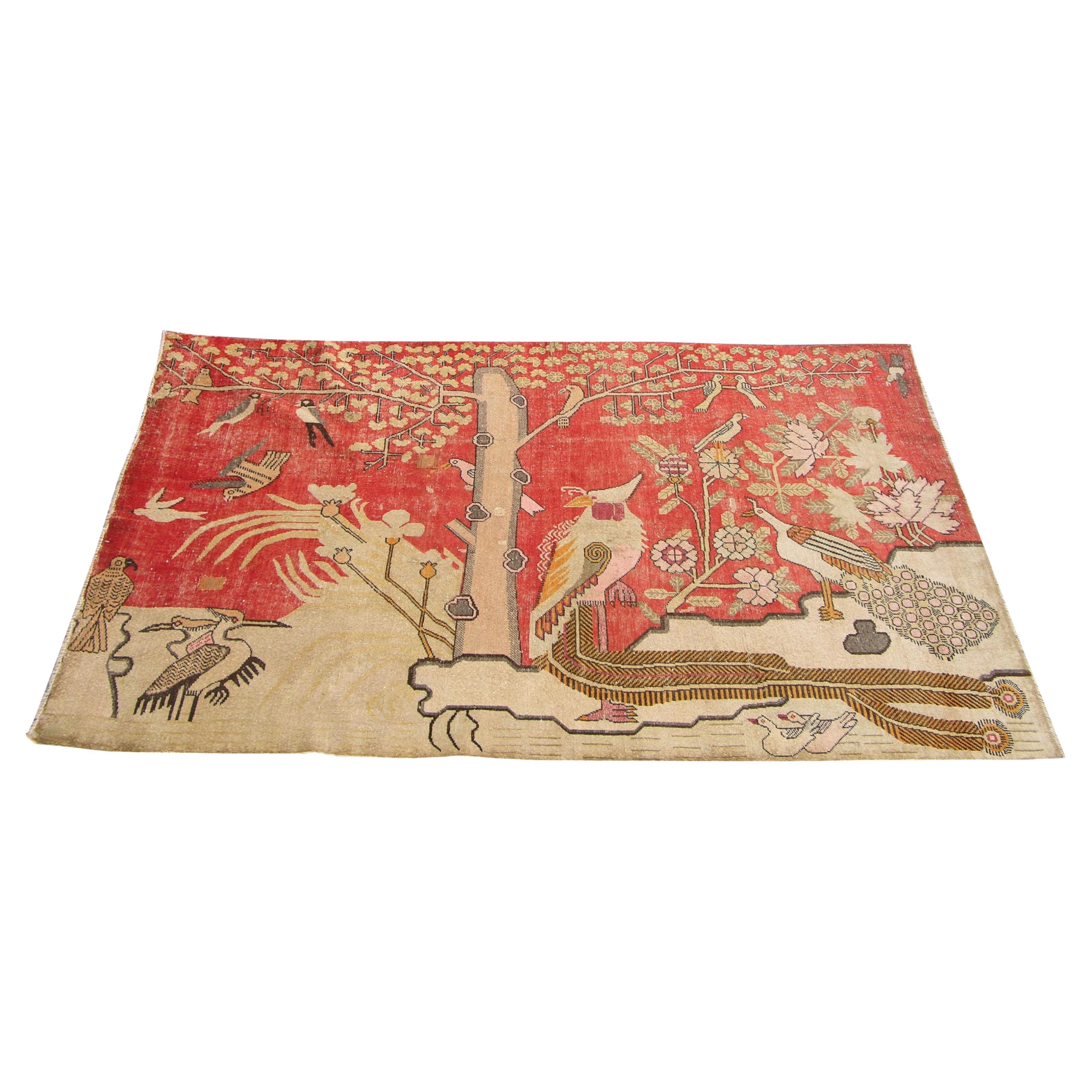 Antiker handgefertigter Samarkand-Teppich ca. 1900 - 8'7'' X 5'4'' im Angebot