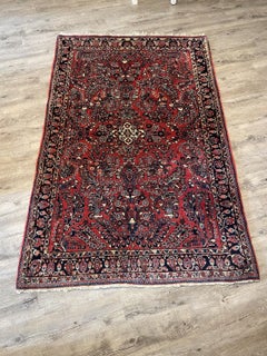 Antique Handmade Sarouk Wool Rug, Middle East, c. 1920s — 6'6" × 4'4" -1N16A