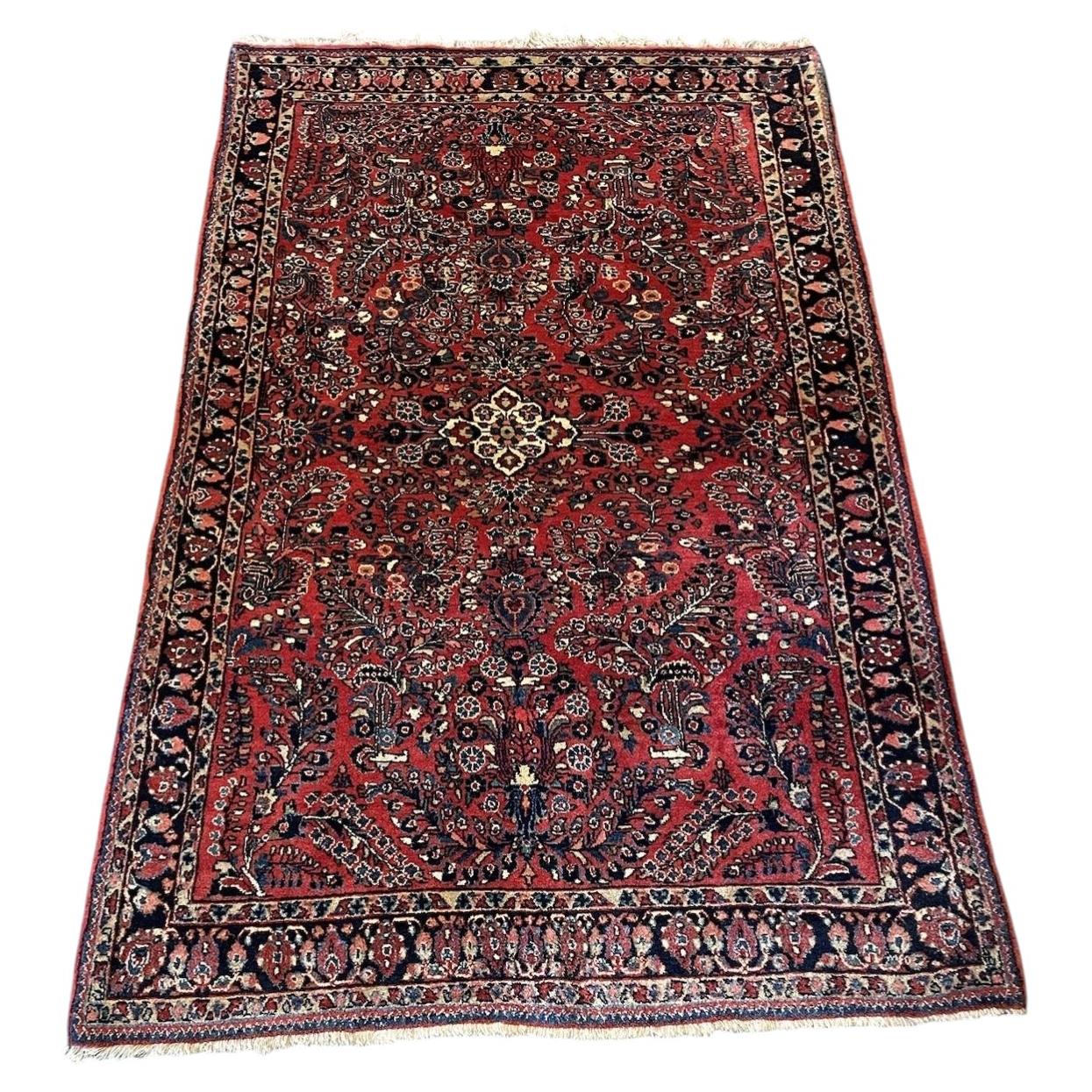 Antique Handmade Sarouk Wool Rug, Middle East, c. 1920s — 6'6" × 4'4" -1N16A For Sale