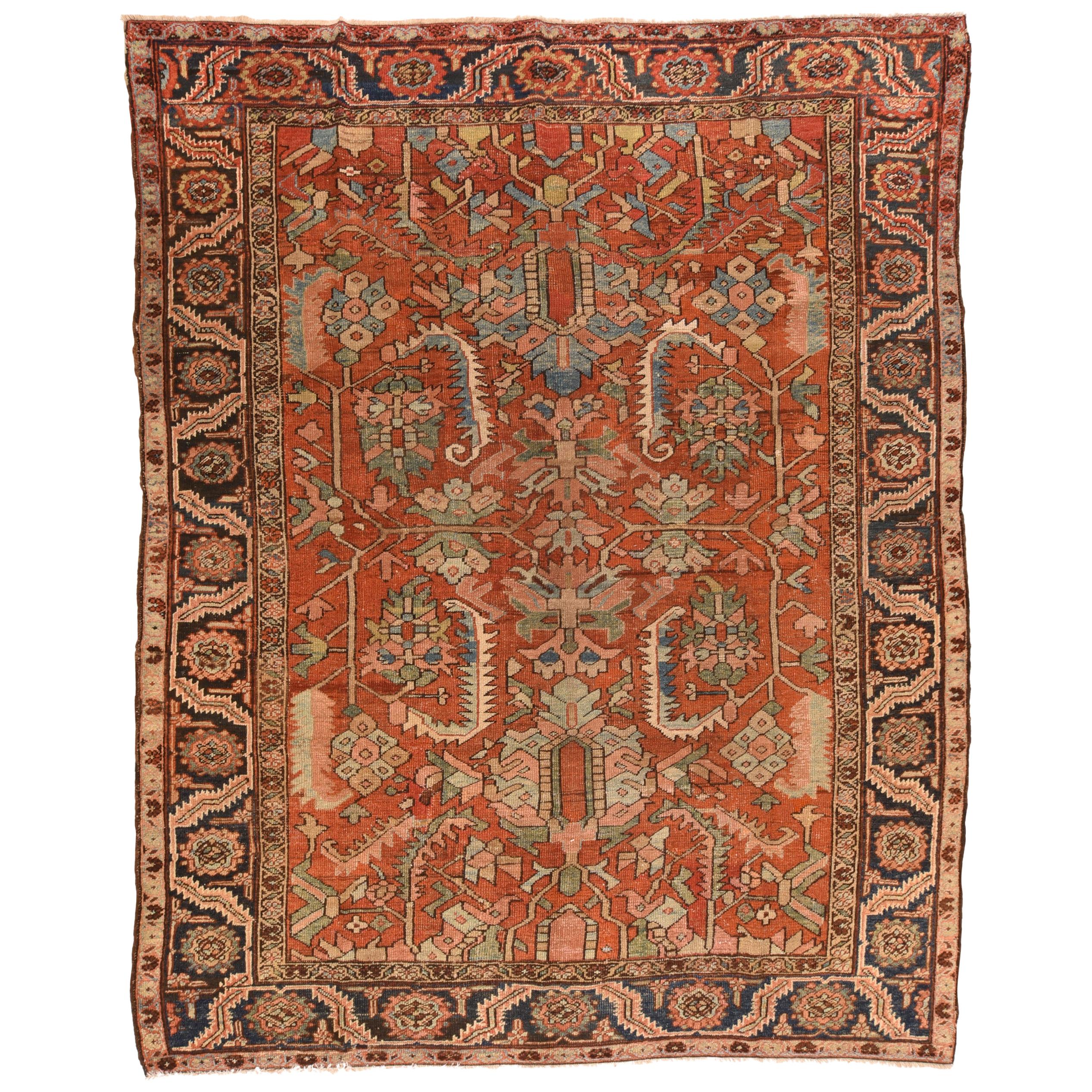 Antique Persian Heriz Area Rug For Sale