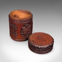 Antique Handmade Spice Pot, Oriental, Carved Bamboo, Treen, Kitchen, Art Deco
