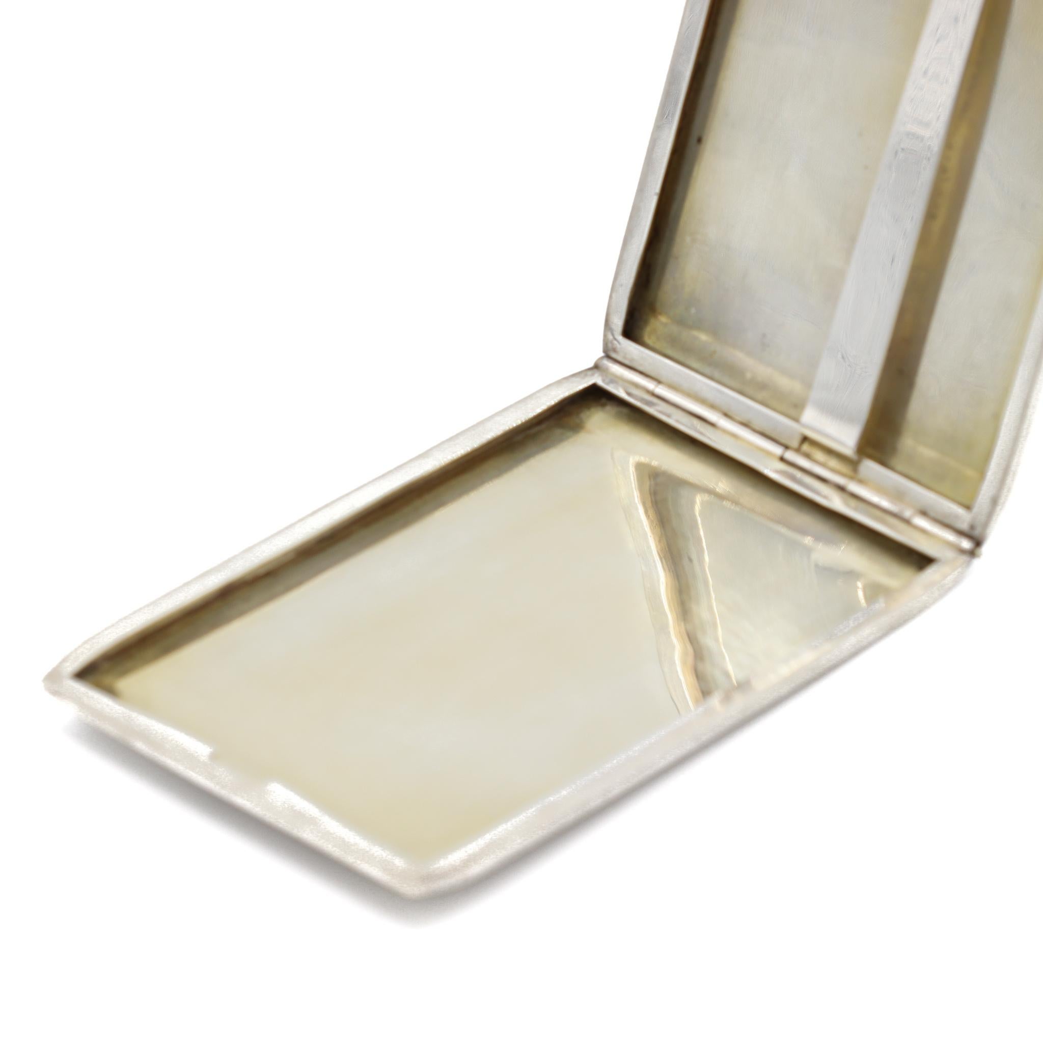 Antique Handmade Sterling Silver Cigarette Case In Excellent Condition In Houston, TX