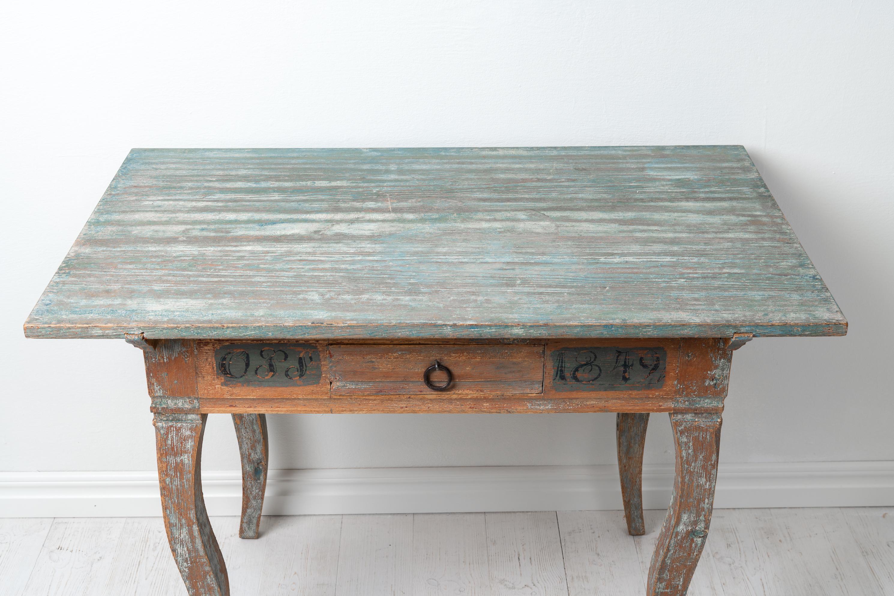 Antique Handmade Swedish Rococo Country Farm Table For Sale 4