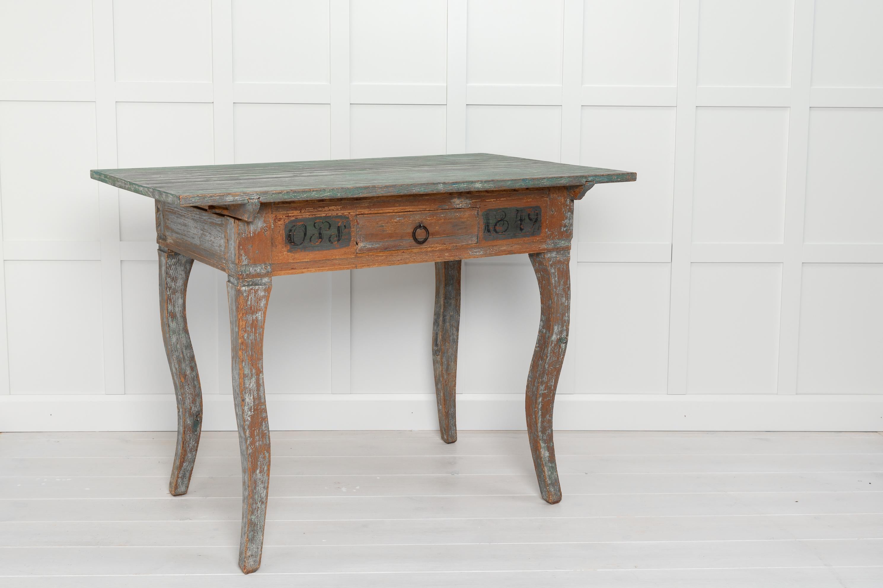 19th Century Antique Handmade Swedish Rococo Country Farm Table For Sale