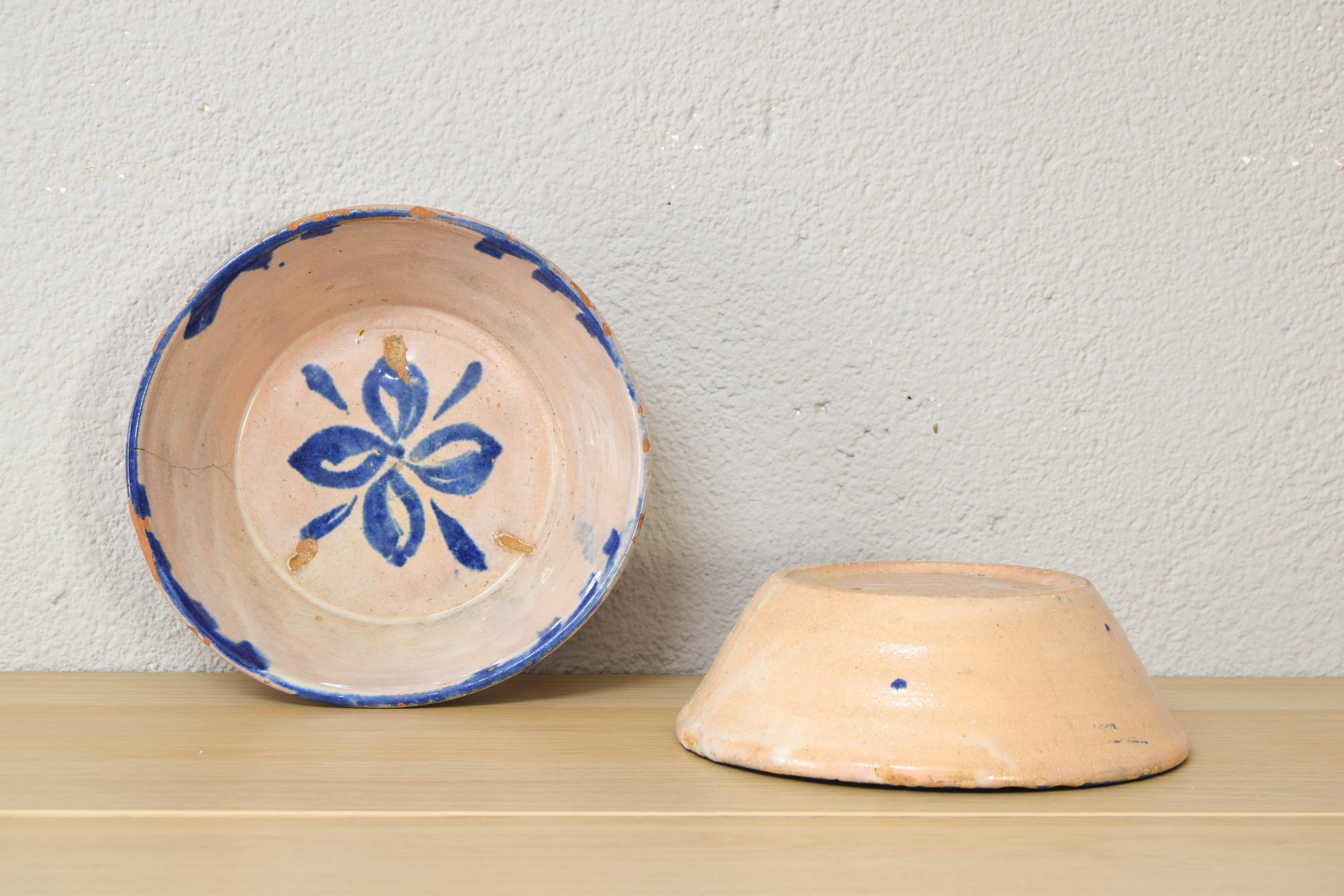 Spanish Antique Handmade Terracotta Ceramic Lebrillos Bowls Fajalauza, Granada Spain XIX For Sale