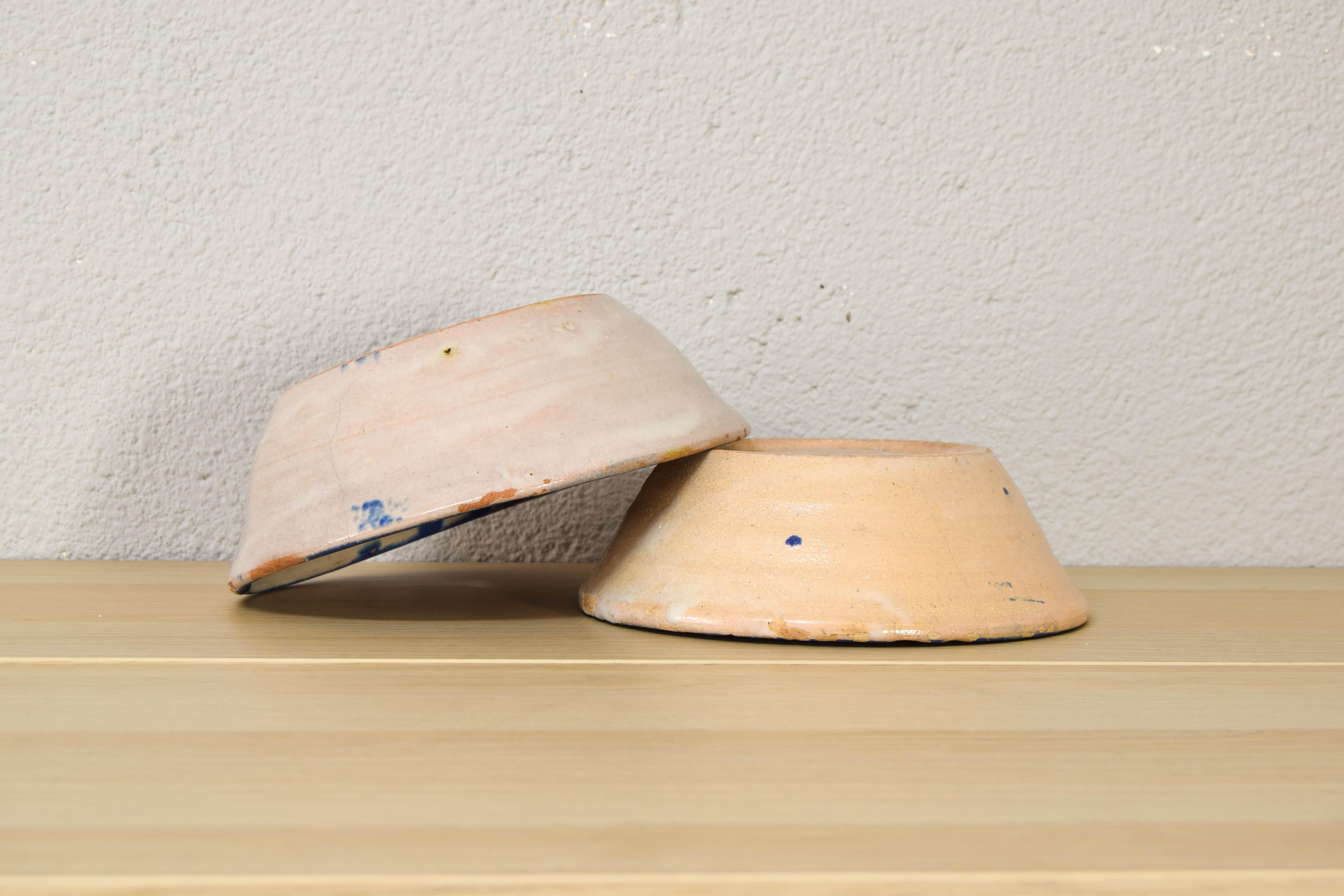 Antique Handmade Terracotta Ceramic Lebrillos Bowls Fajalauza, Granada Spain XIX In Good Condition For Sale In Escalona, Toledo