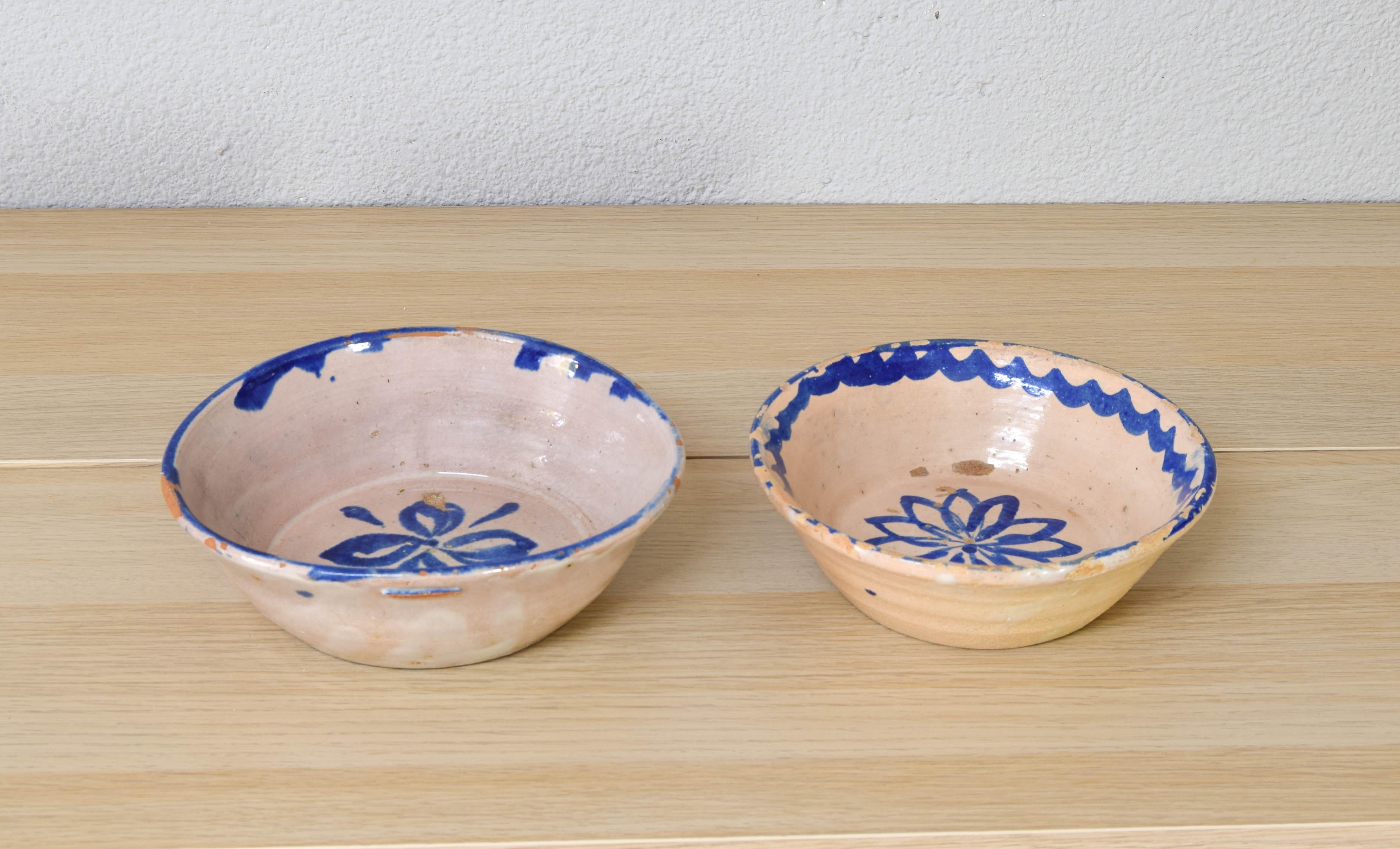 Antique Handmade Terracotta Ceramic Lebrillos Bowls Fajalauza, Granada Spain XIX For Sale 3