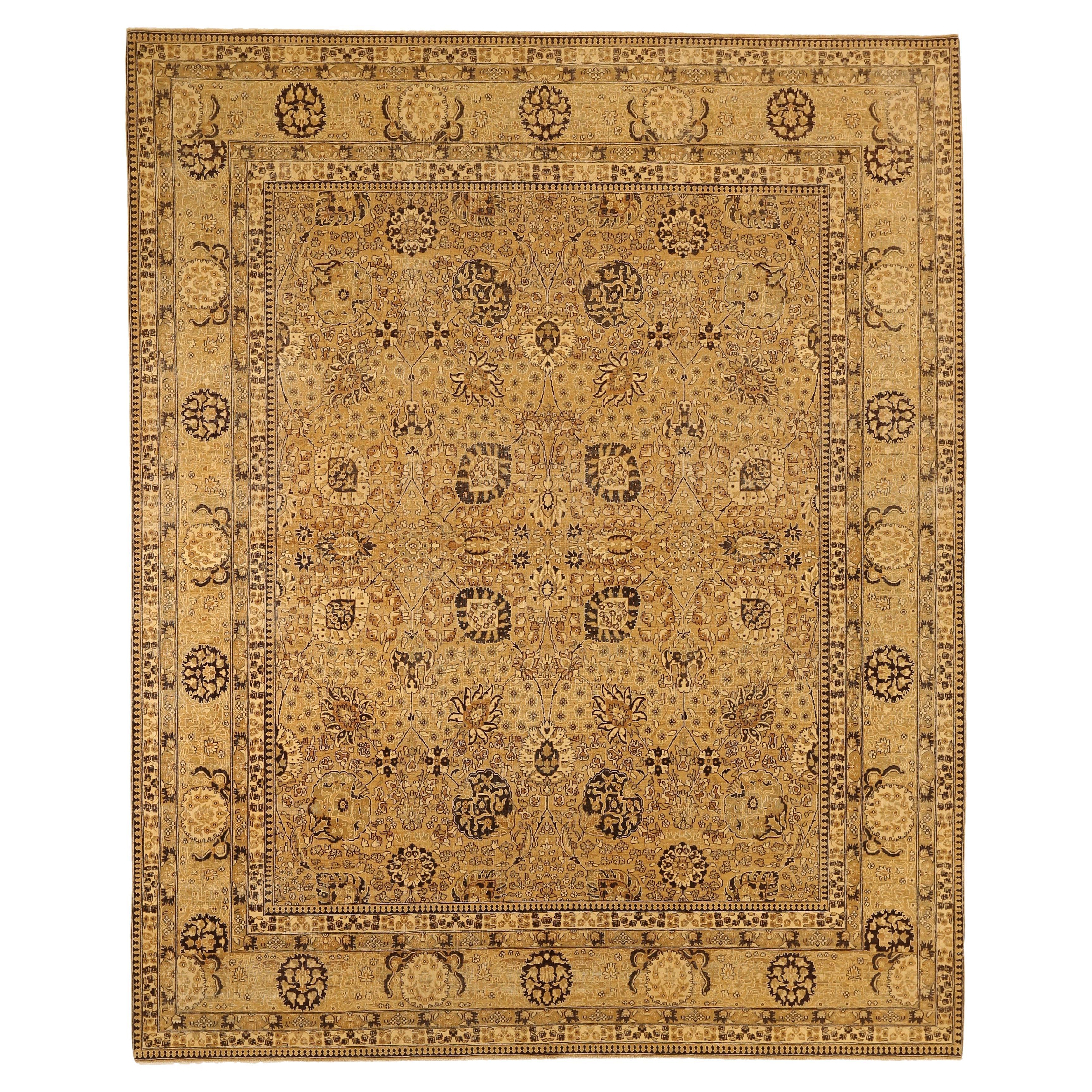 Antique Handmade Turkish Area Rug Tabriz Design For Sale