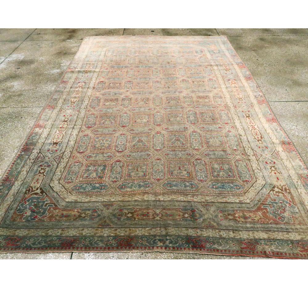 Antique Handmade Turkish Herekeh Accent Rug In Good Condition For Sale In New York, NY