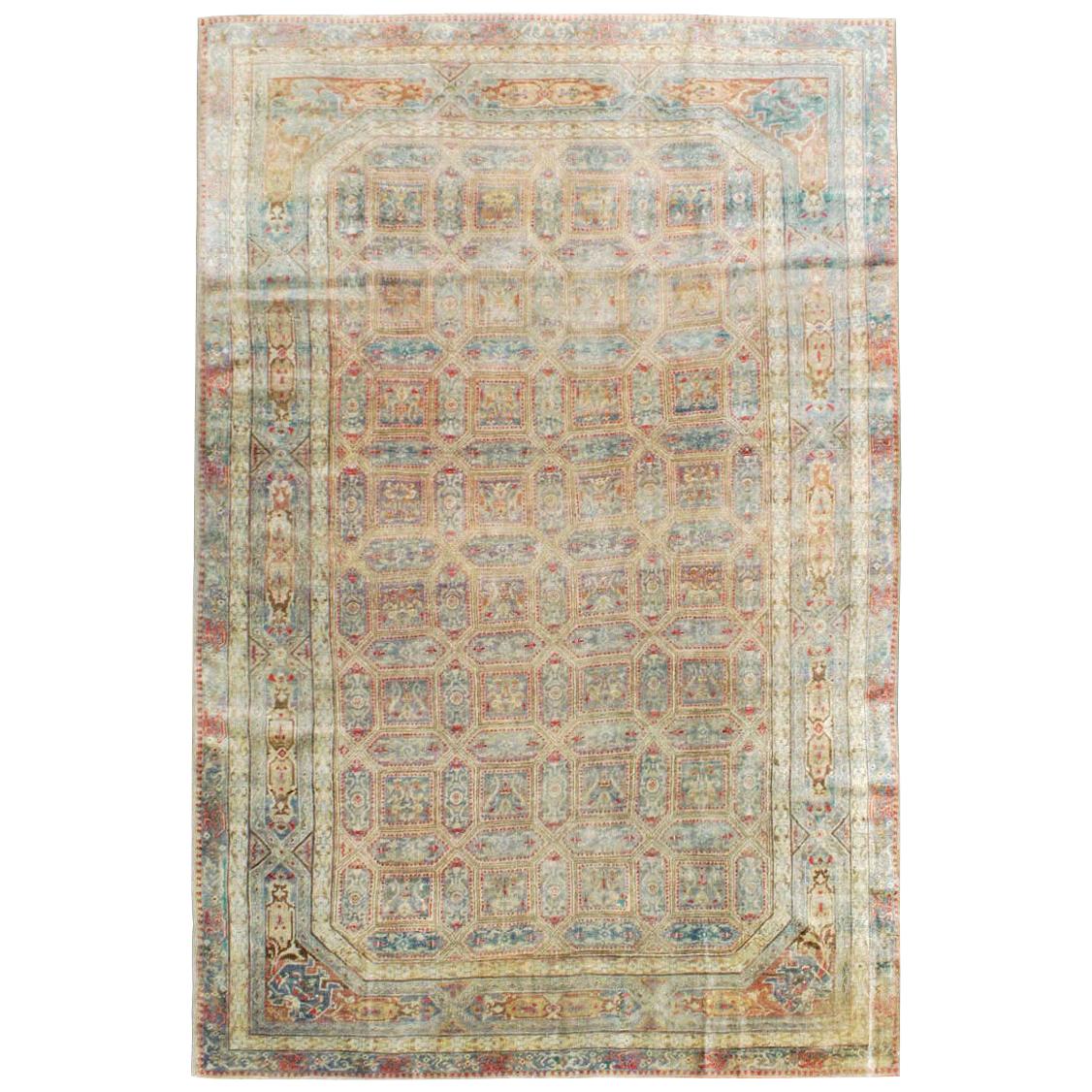 Antique Handmade Turkish Herekeh Accent Rug For Sale