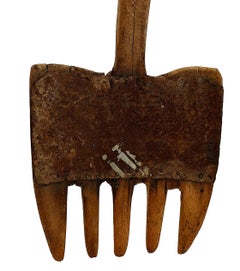 Antique Handmade Wooden and Metal Pitchfork