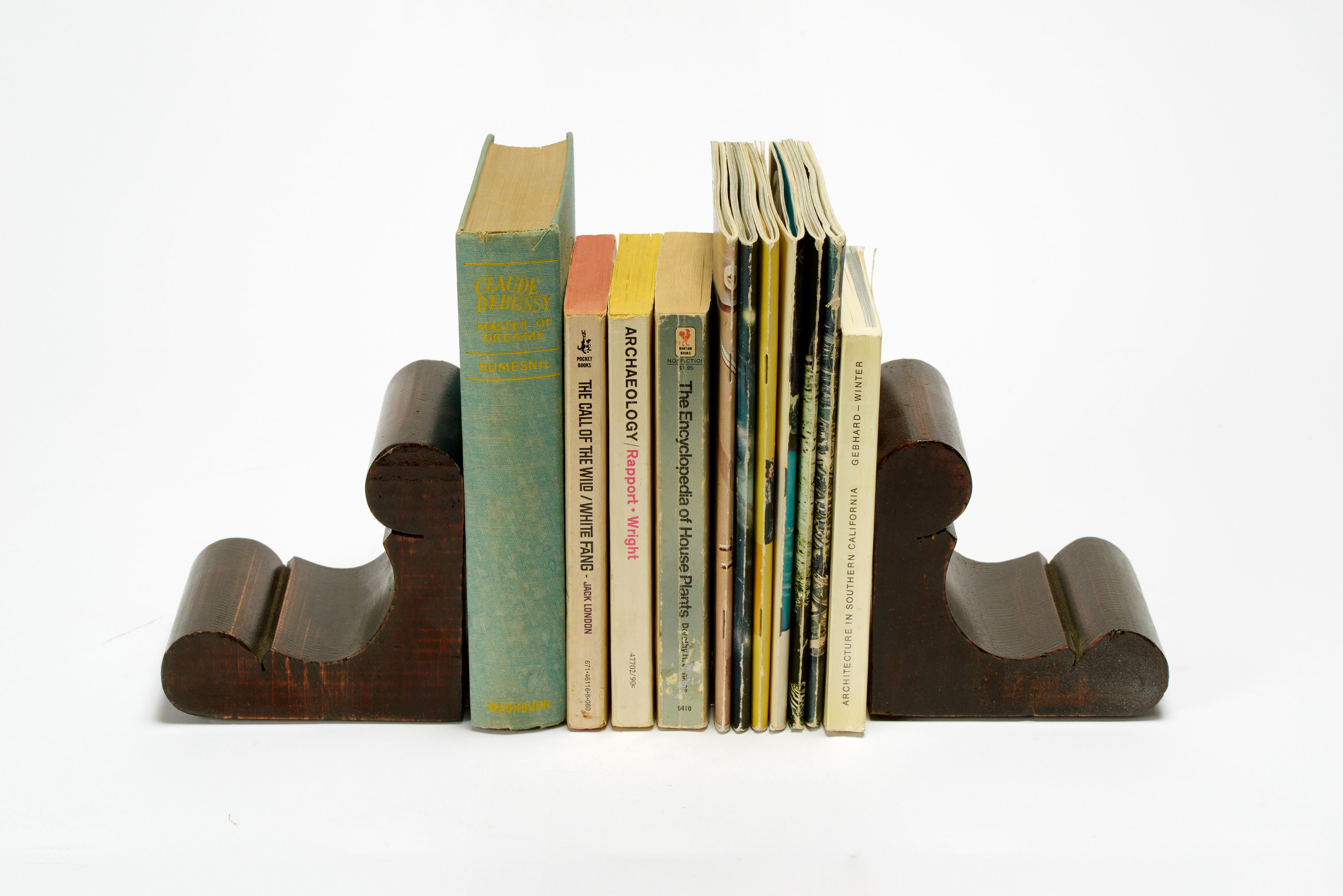 Carved Antique Handmade Wooden Bookends For Sale