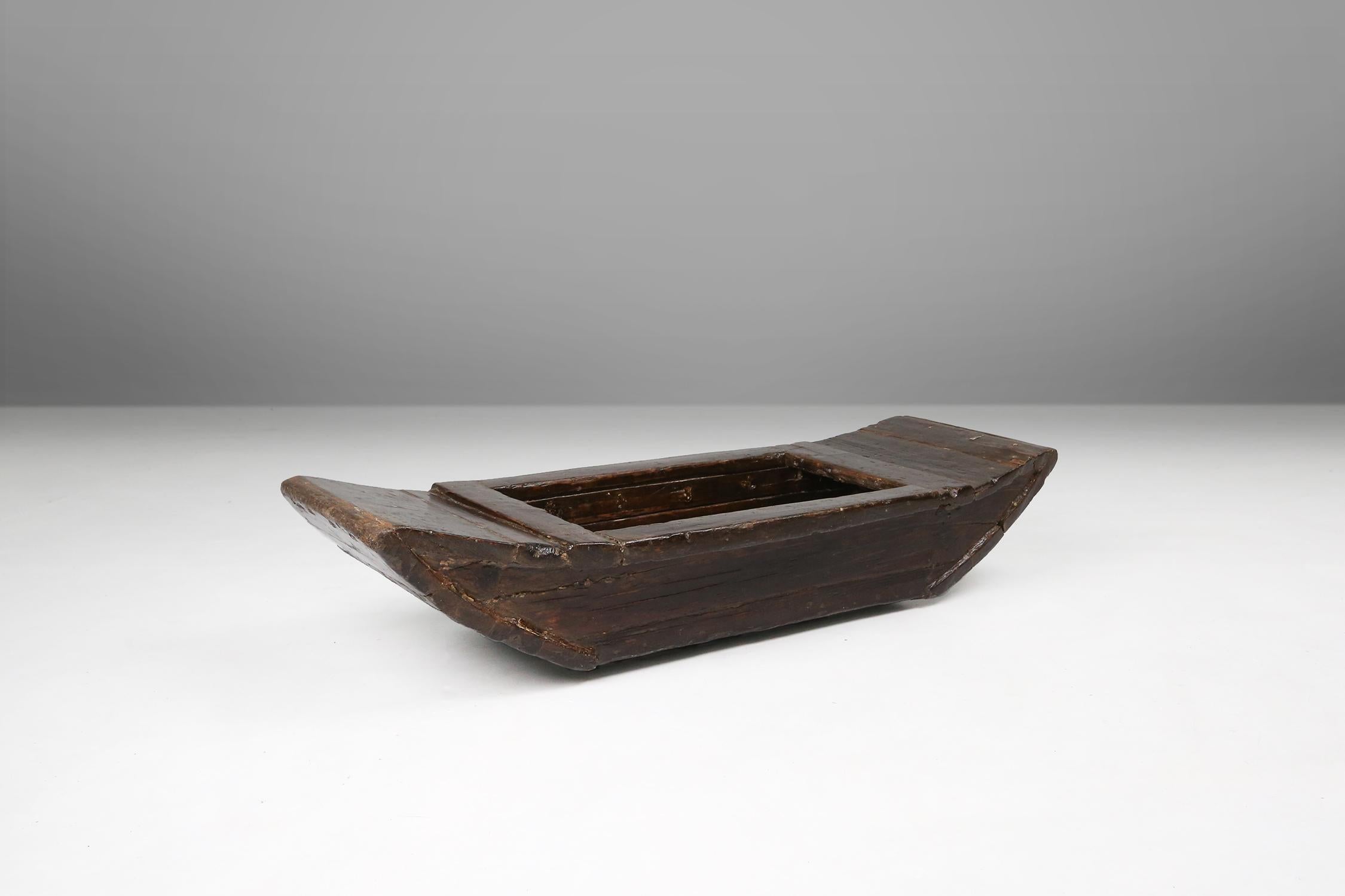 Antique handmade wooden trough or bowl, 19th century.

This is a rare antique handmade wooden trough or bowl, which can be used for decoration or as a (fruit) bowl or magazine holder. Beautiful piece, handmade out of solid wood. A true Wabi Sabi