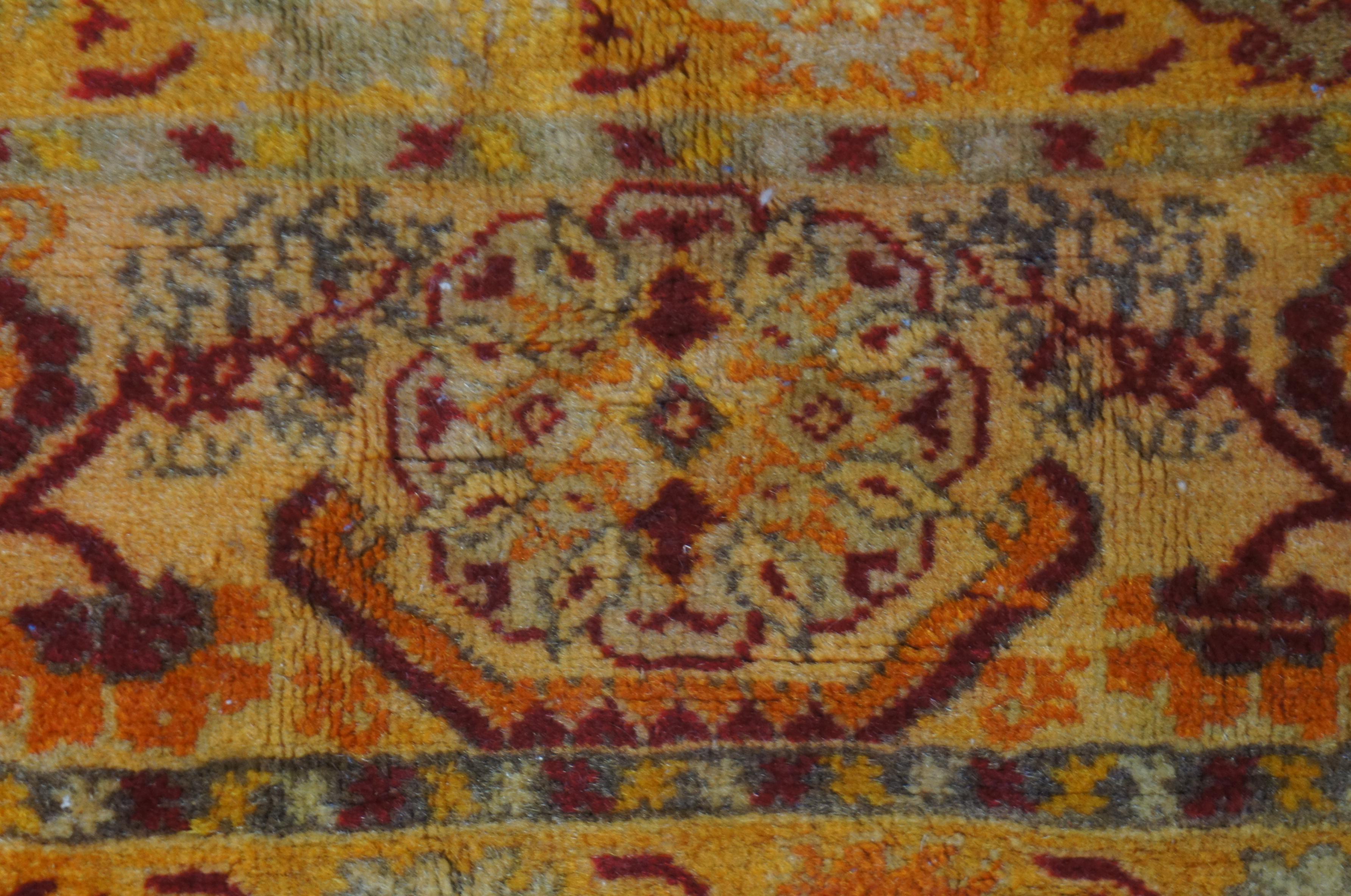 Antique Handmade Wool Geometric Orange Red Turkish Prayer Rug Mat Carpet 6’ x 4’ 5