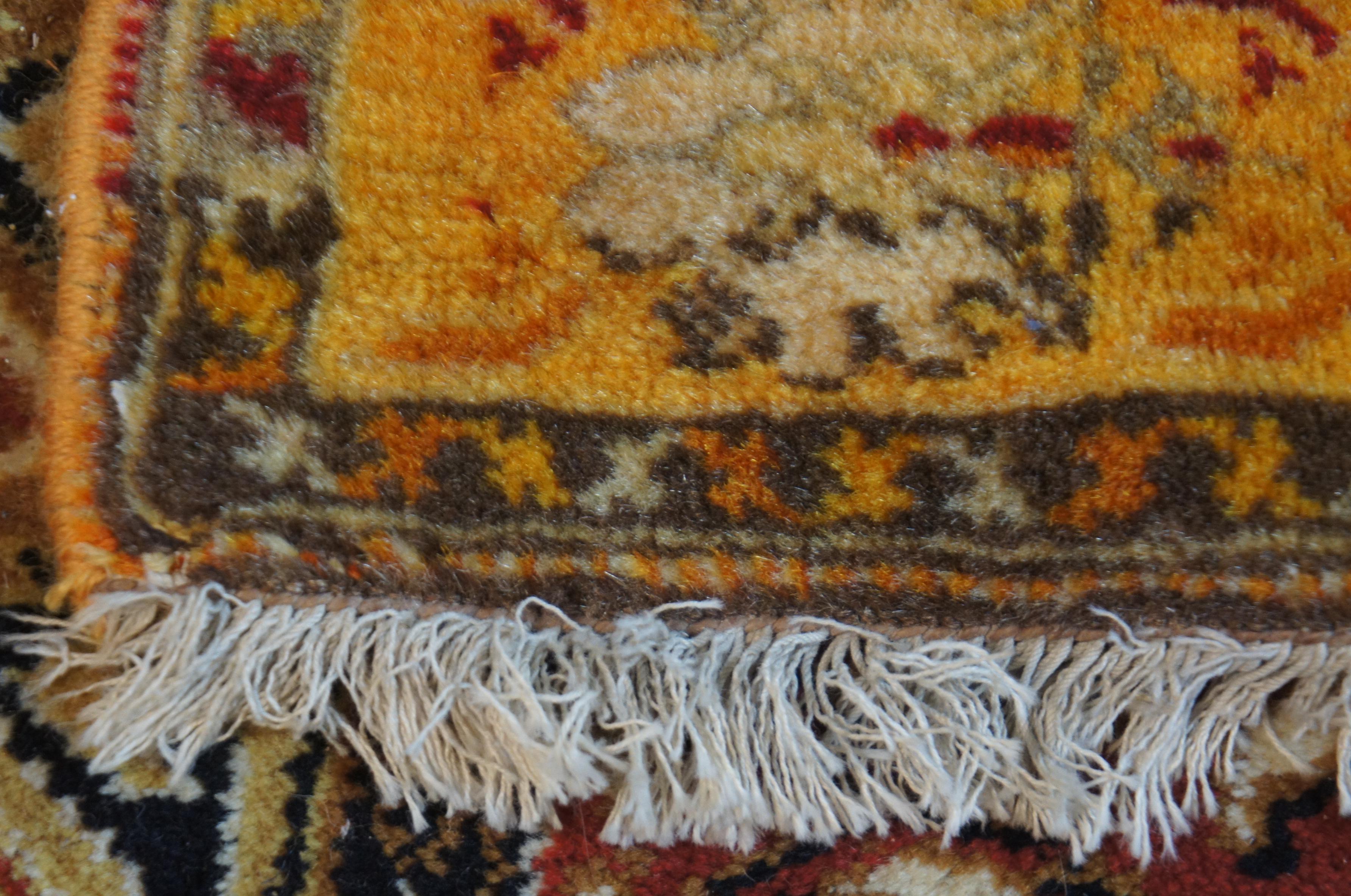 Antique Handmade Wool Geometric Orange Red Turkish Prayer Rug Mat Carpet 6’ x 4’ 7