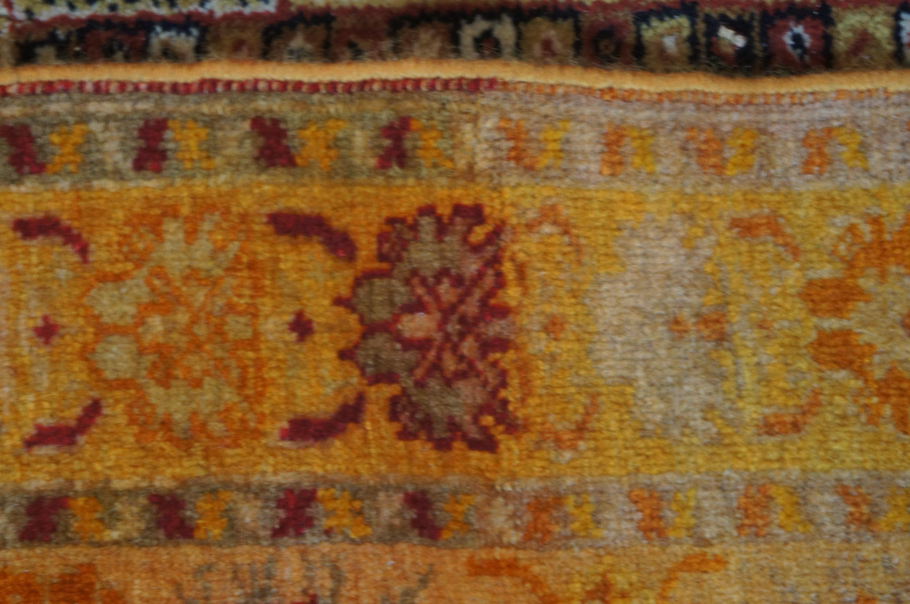 Antique Handmade Wool Geometric Orange Red Turkish Prayer Rug Mat Carpet 6’ x 4’ 3