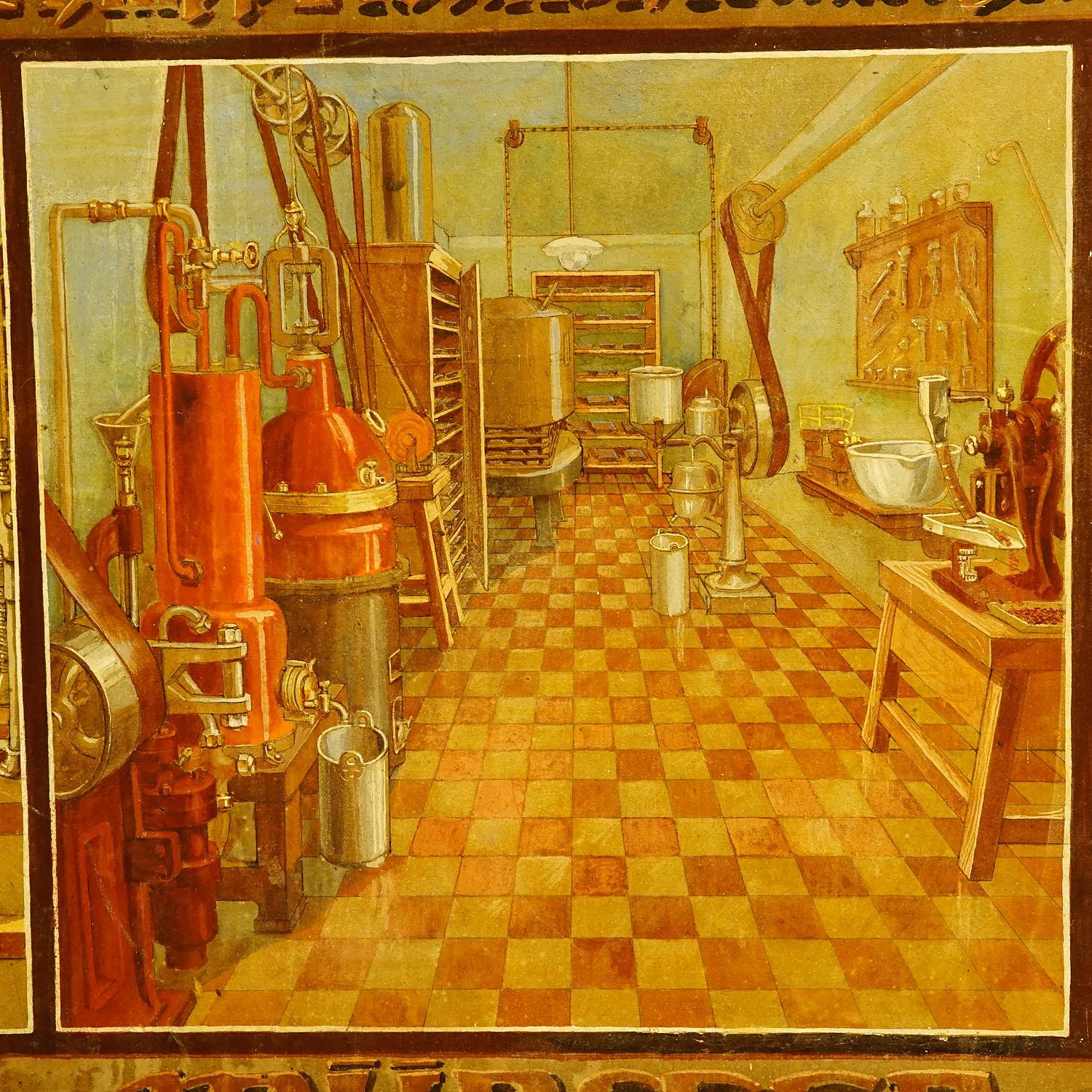 Antique Hand Painted Advertising Poster for a Hemoglobin Fabrication in Munich In Good Condition For Sale In Berghuelen, DE