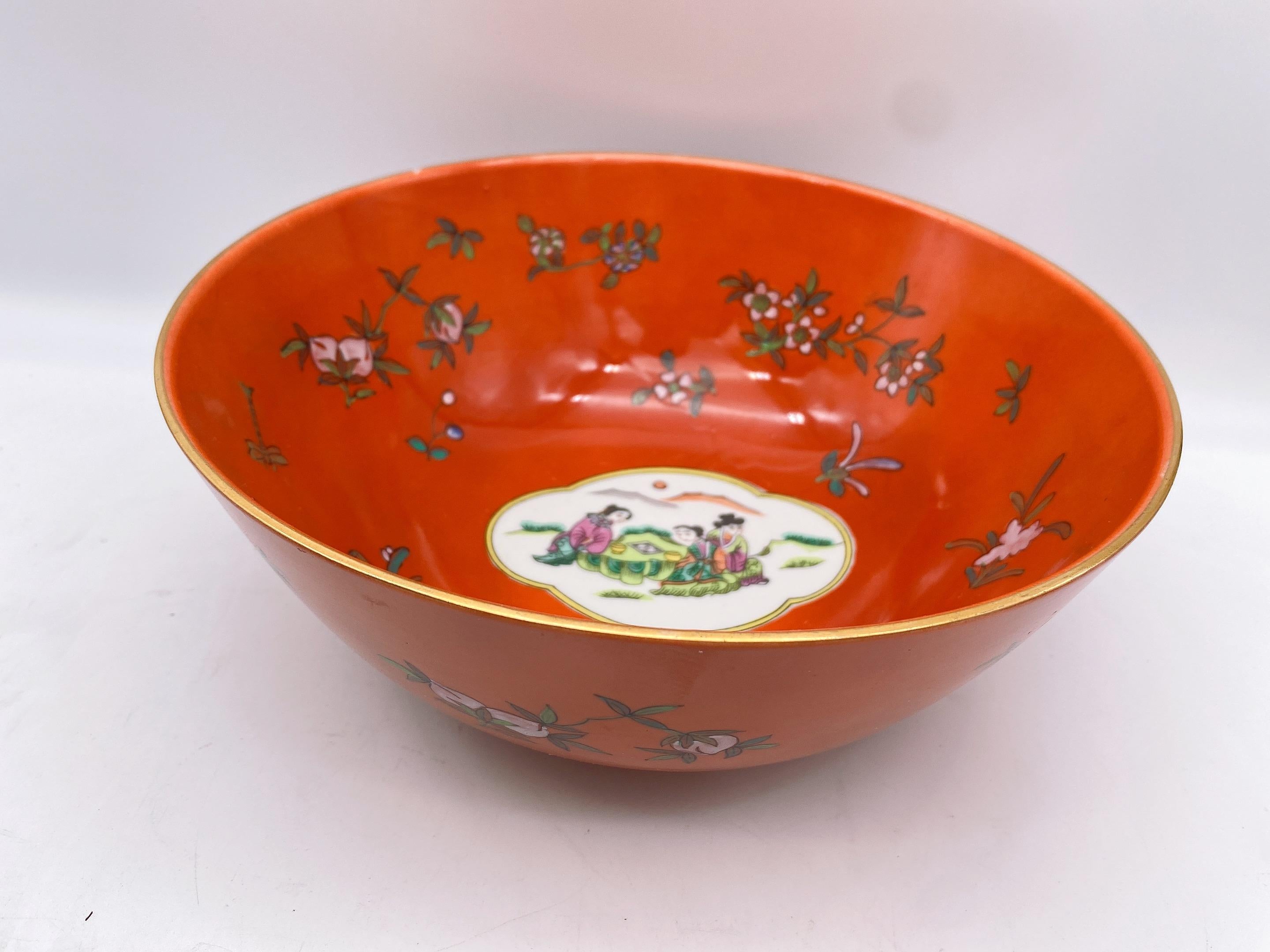 Antique Handpainted Chinese Famille Rose Porcelain Bowl For Sale 6