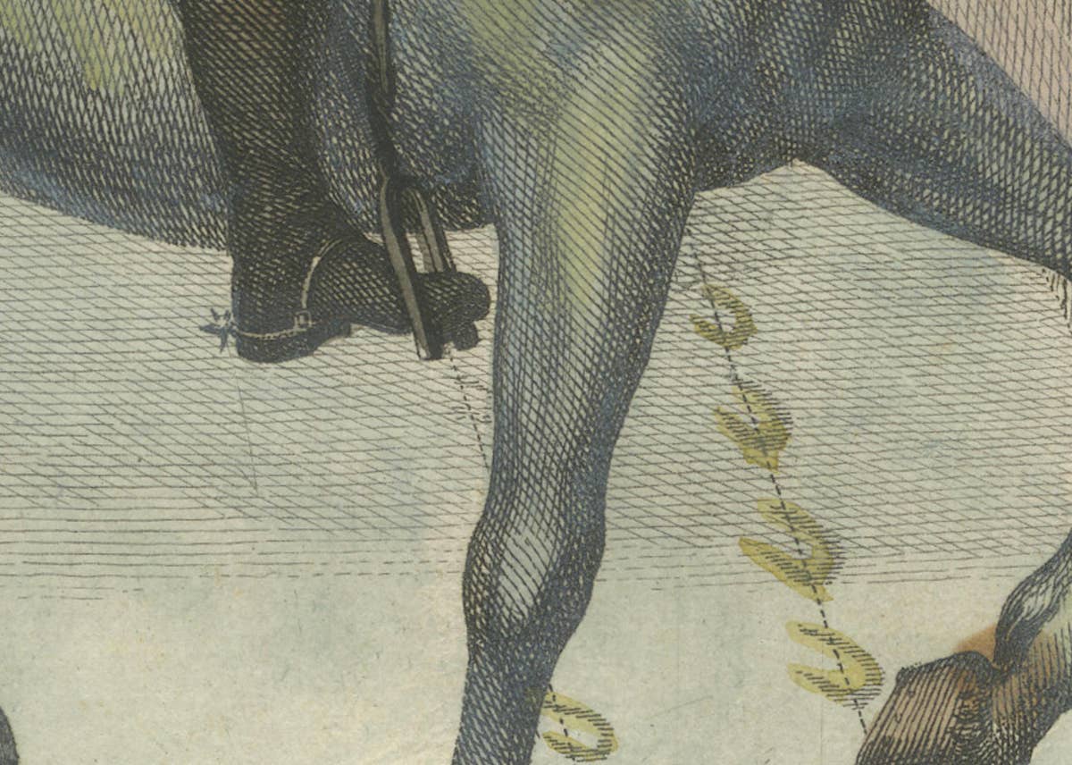 Antique Handpainted Equestrian Print from the Renowned Art of Horsemanship, 1790