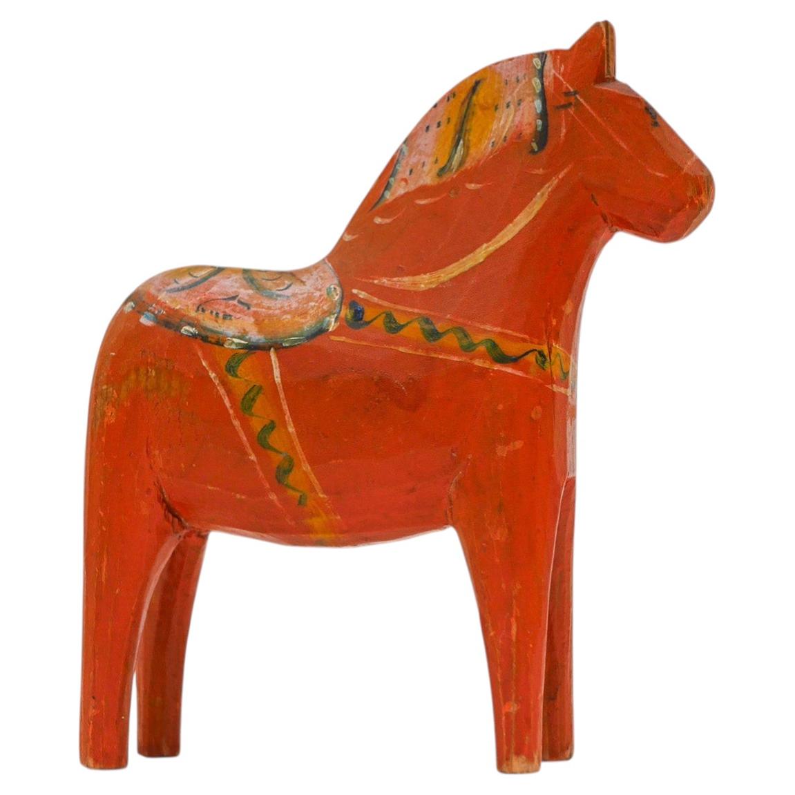 Antique handpainted Swedish Dala horse from 1920s by Nils Olsson, Nusnäs For Sale